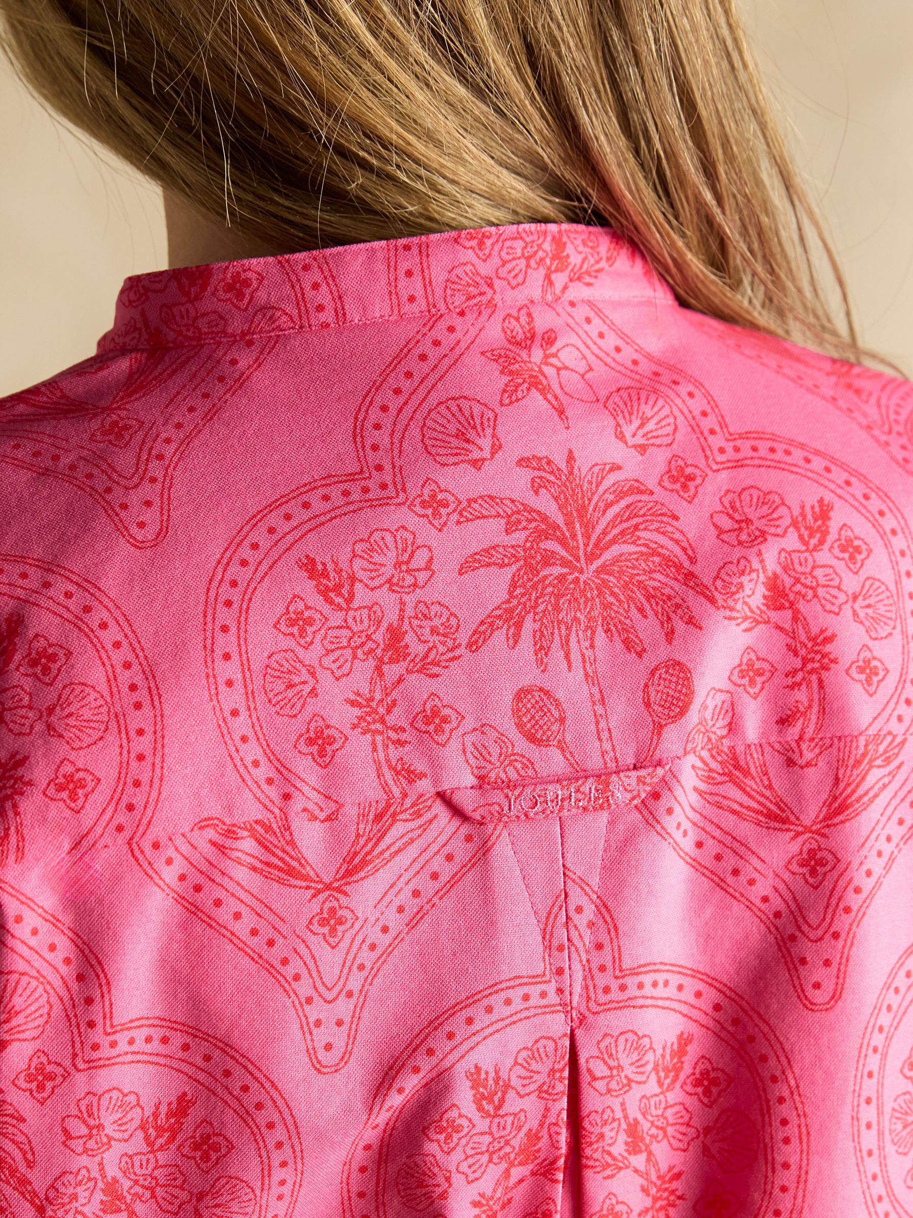 Phoebe Pink and Red Floral Cotton Shirt Dress - Image 7 of 8