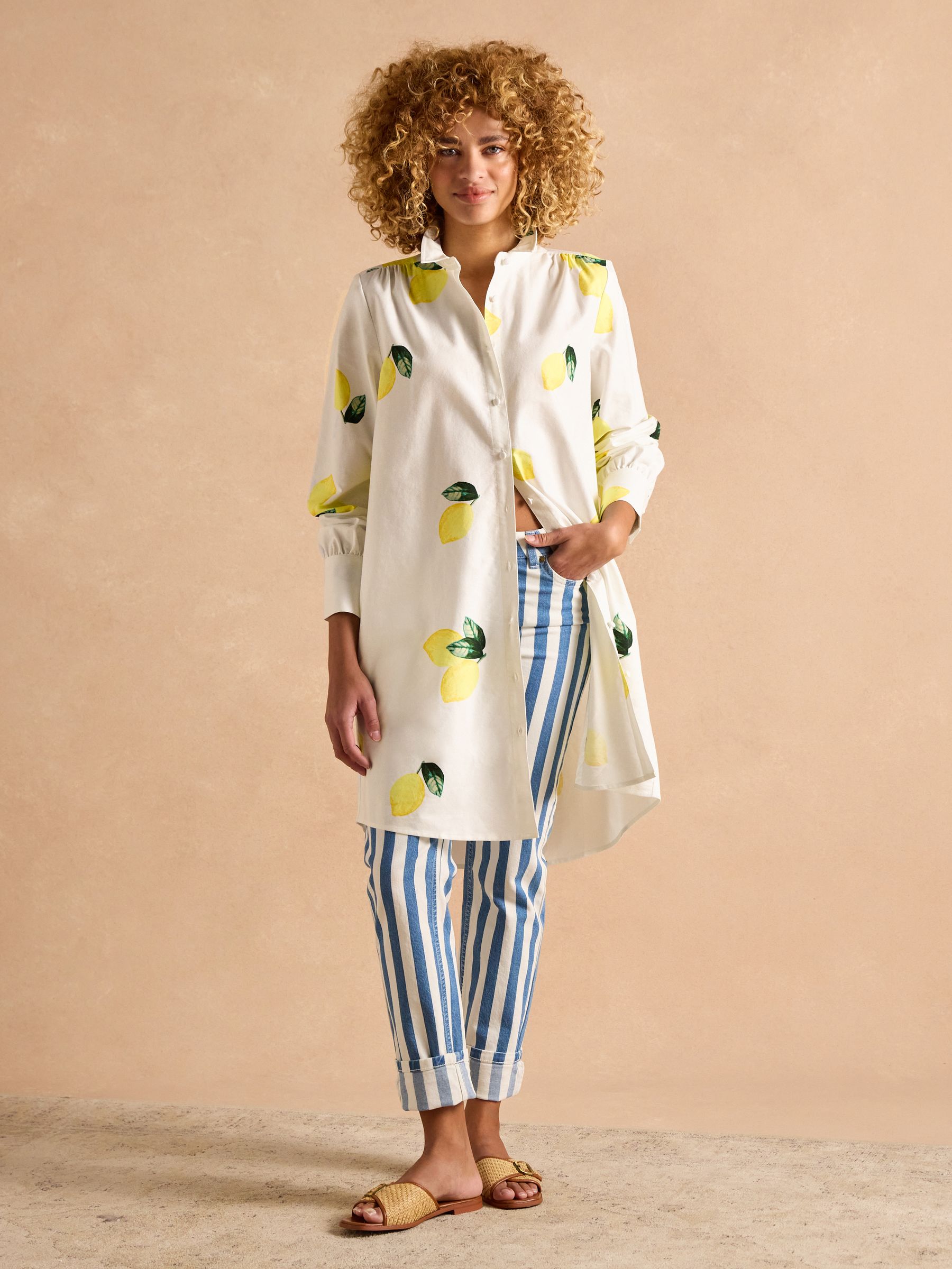 Phoebe Lemon Print Cotton Shirt Dress - Image 13 of 14
