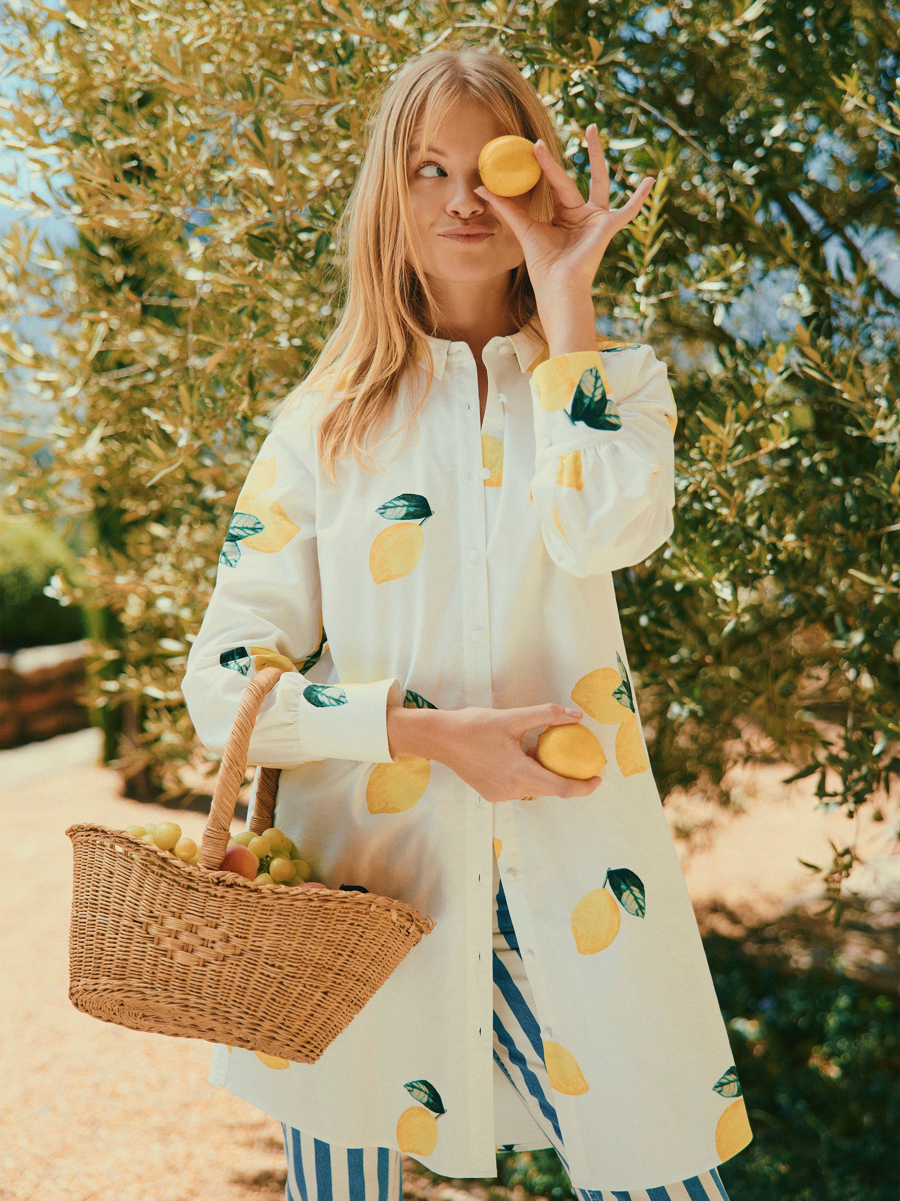 Phoebe Lemon Print Cotton Shirt Dress - Image 3 of 14