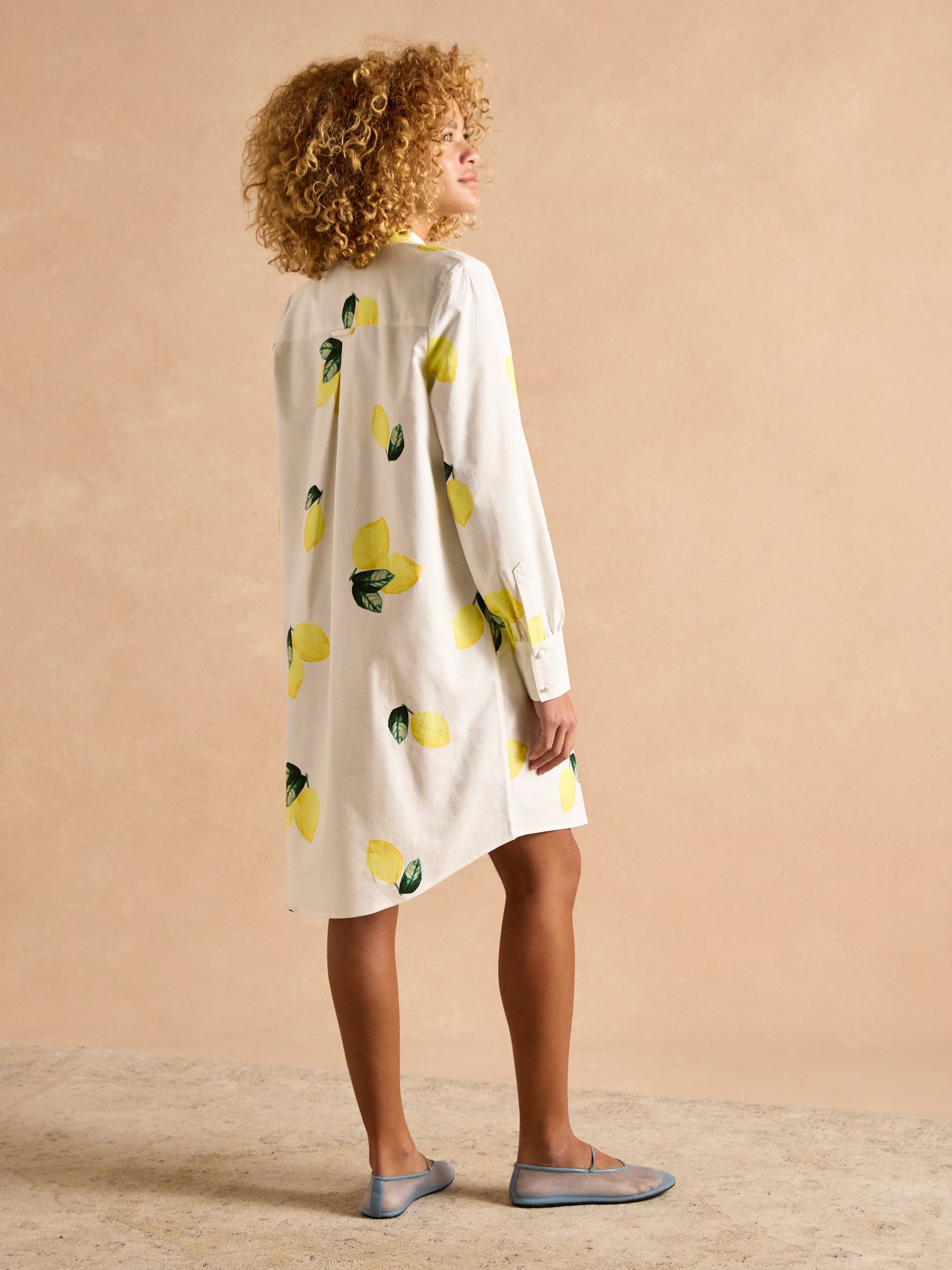 Phoebe Lemon Print Cotton Shirt Dress - Image 5 of 14