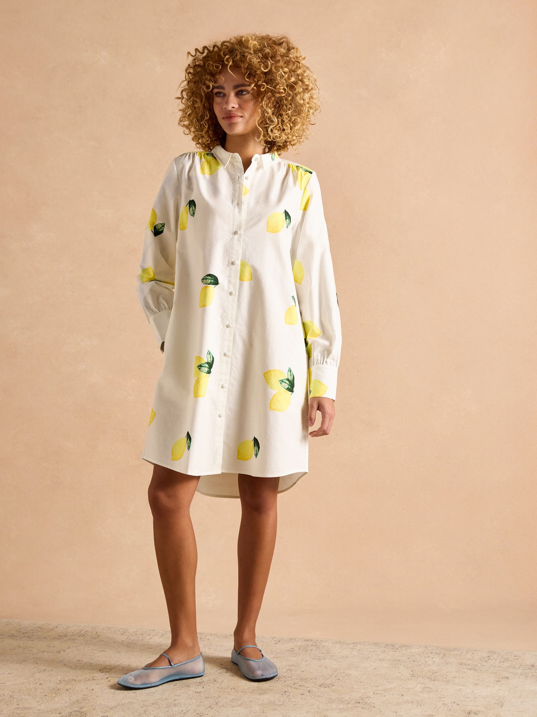 Phoebe Lemon Print Cotton Shirt Dress - Image 7 of 14