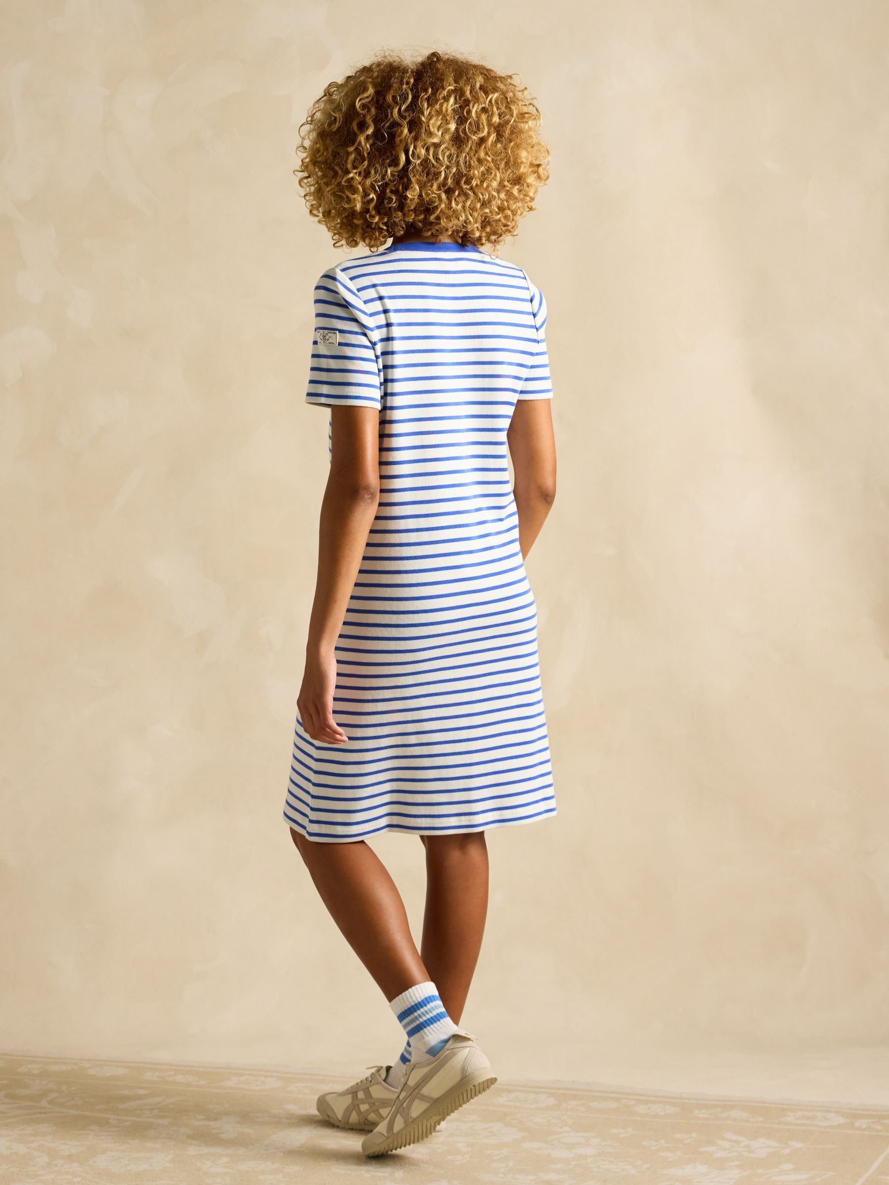 Eden Blue Striped Short Sleeve Jersey Dress - Image 2 of 6