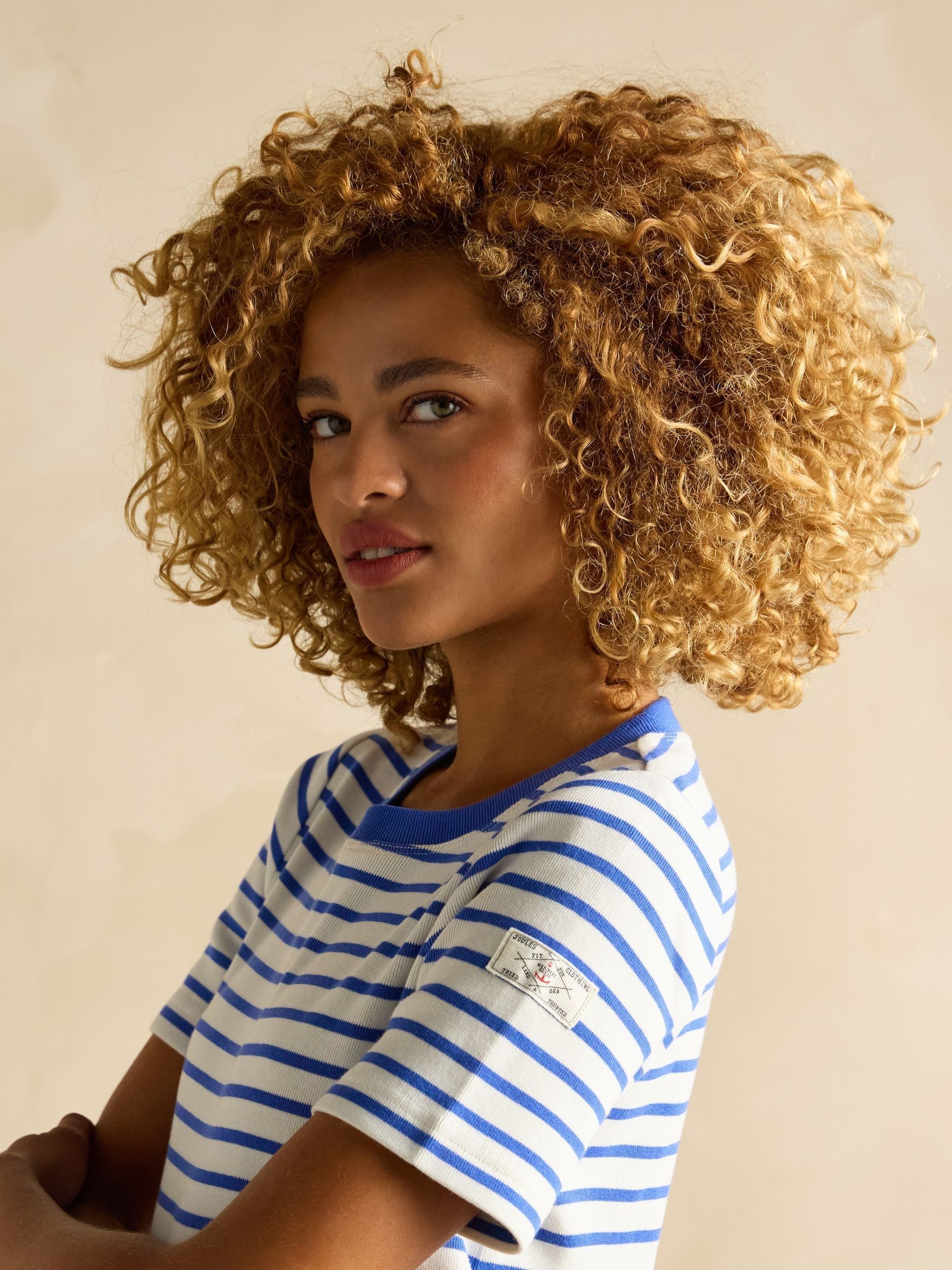 Eden Blue Striped Short Sleeve Jersey Dress - Image 3 of 6
