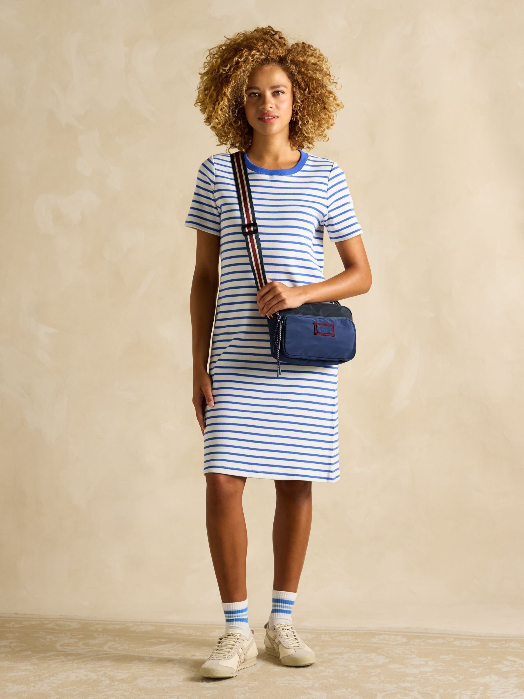 Eden Blue Striped Short Sleeve Jersey Dress - Image 4 of 6
