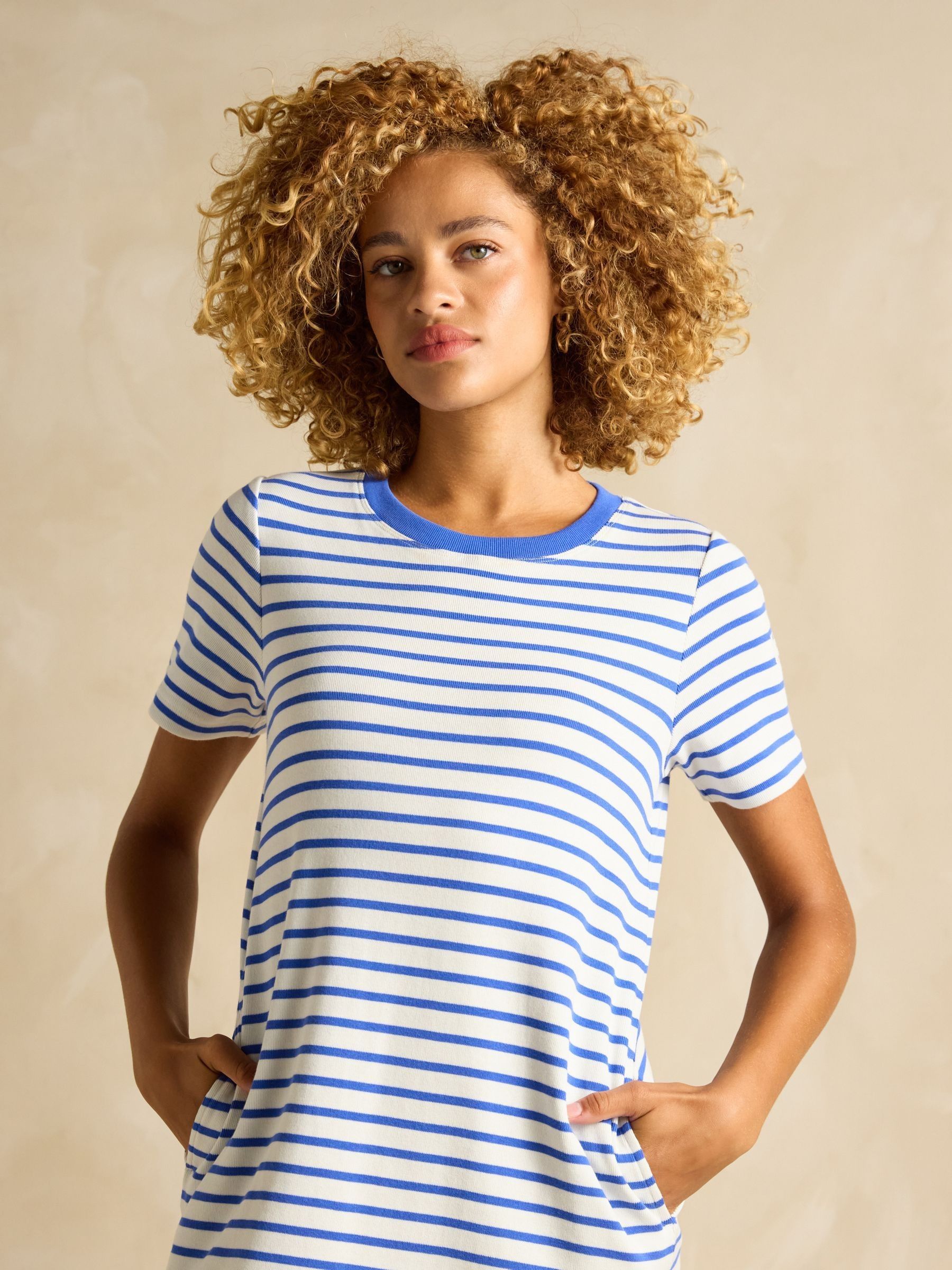 Eden Blue Striped Short Sleeve Jersey Dress - Image 5 of 6