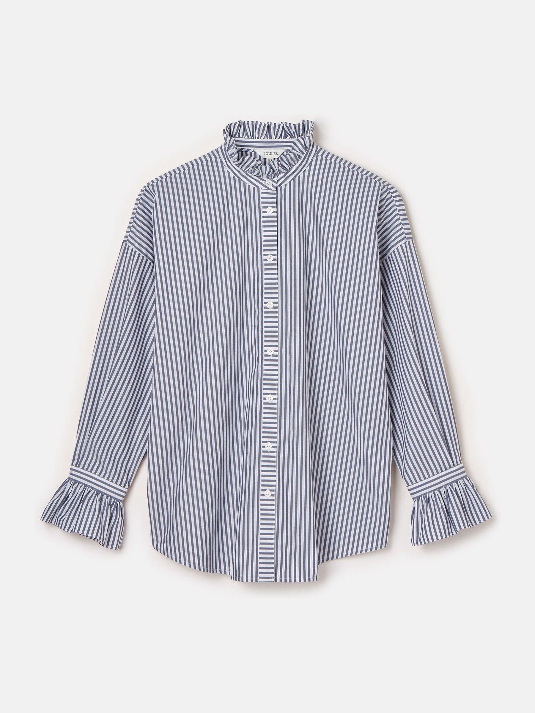 Mae Navy/White Relaxed Fit Frill Neck Shirt - Image 7 of 9