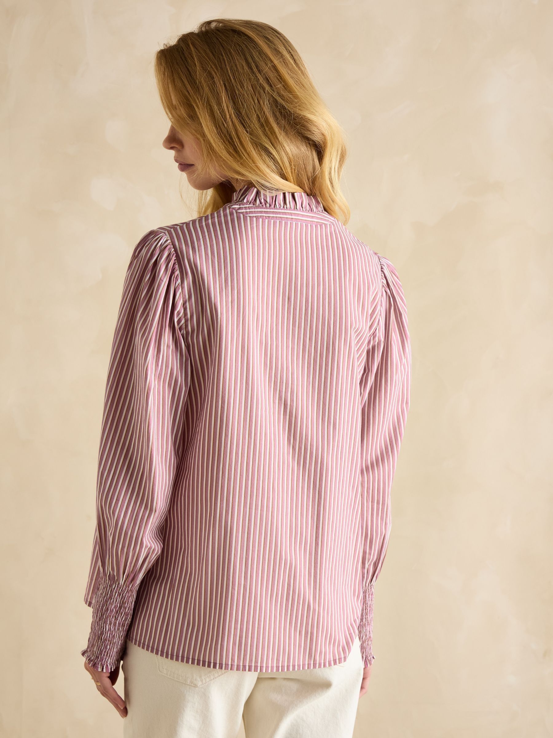Mariella Pink & White Frill Neck Blouse - Image 2 of 6