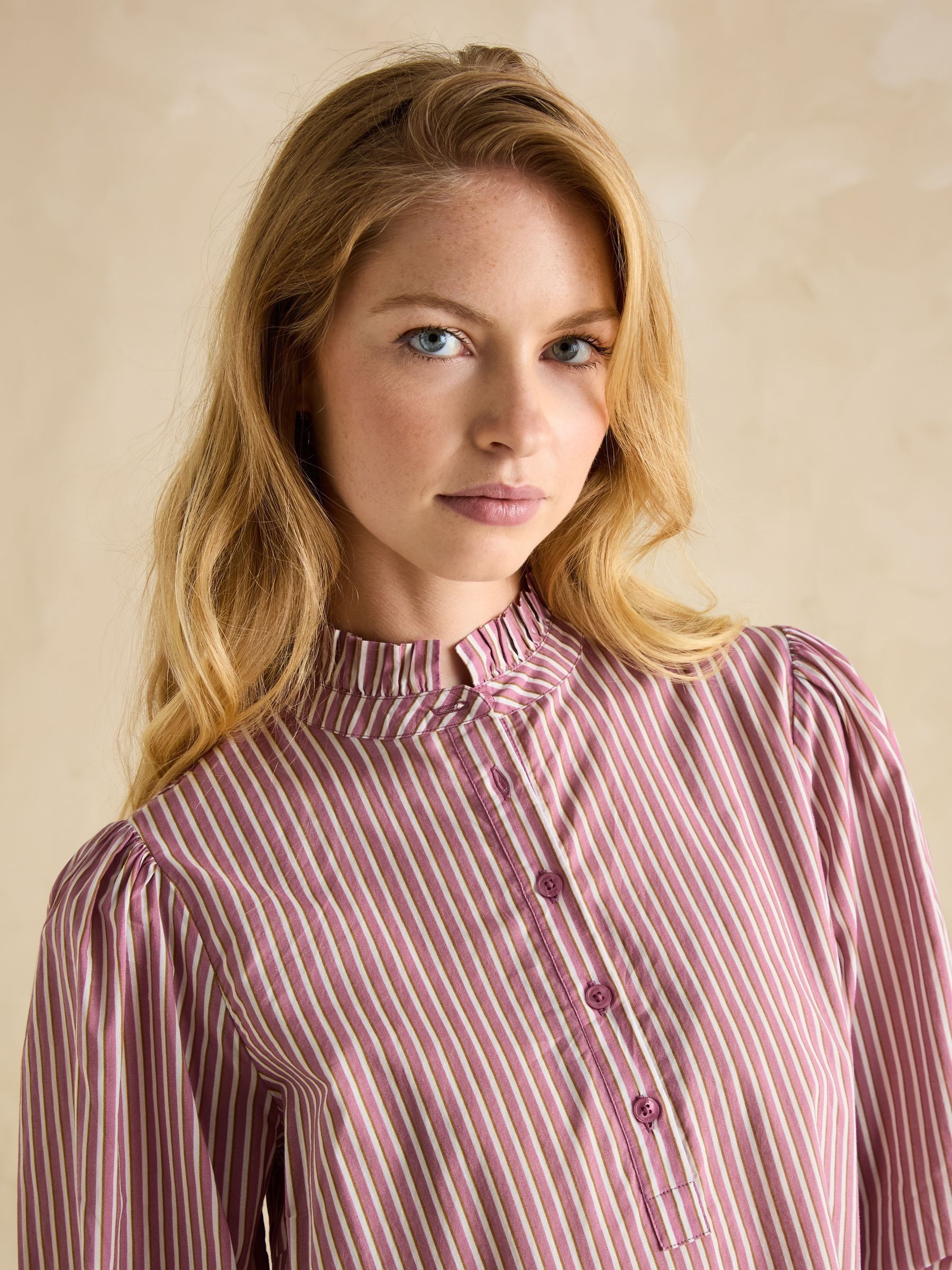 Mariella Pink & White Frill Neck Blouse - Image 3 of 6