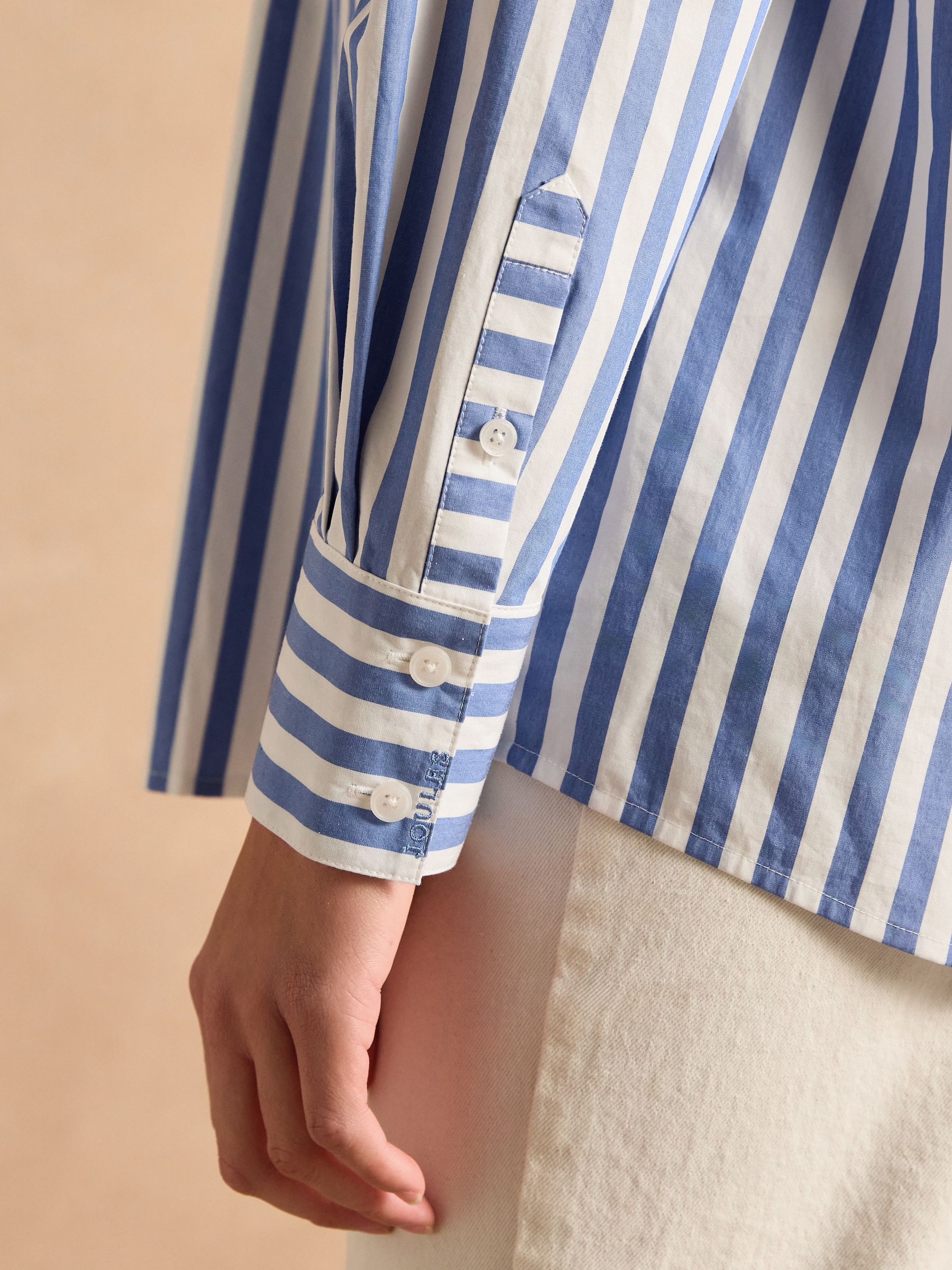 Amilla Blue & White Stripe Longline Relaxed Fit Shirt - Image 3 of 13