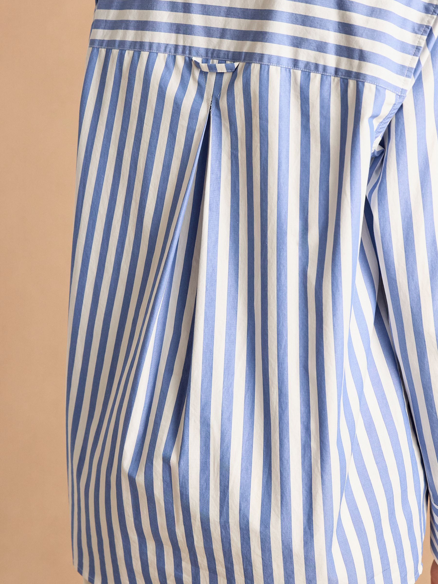 Amilla Blue & White Stripe Longline Relaxed Fit Shirt - Image 6 of 13