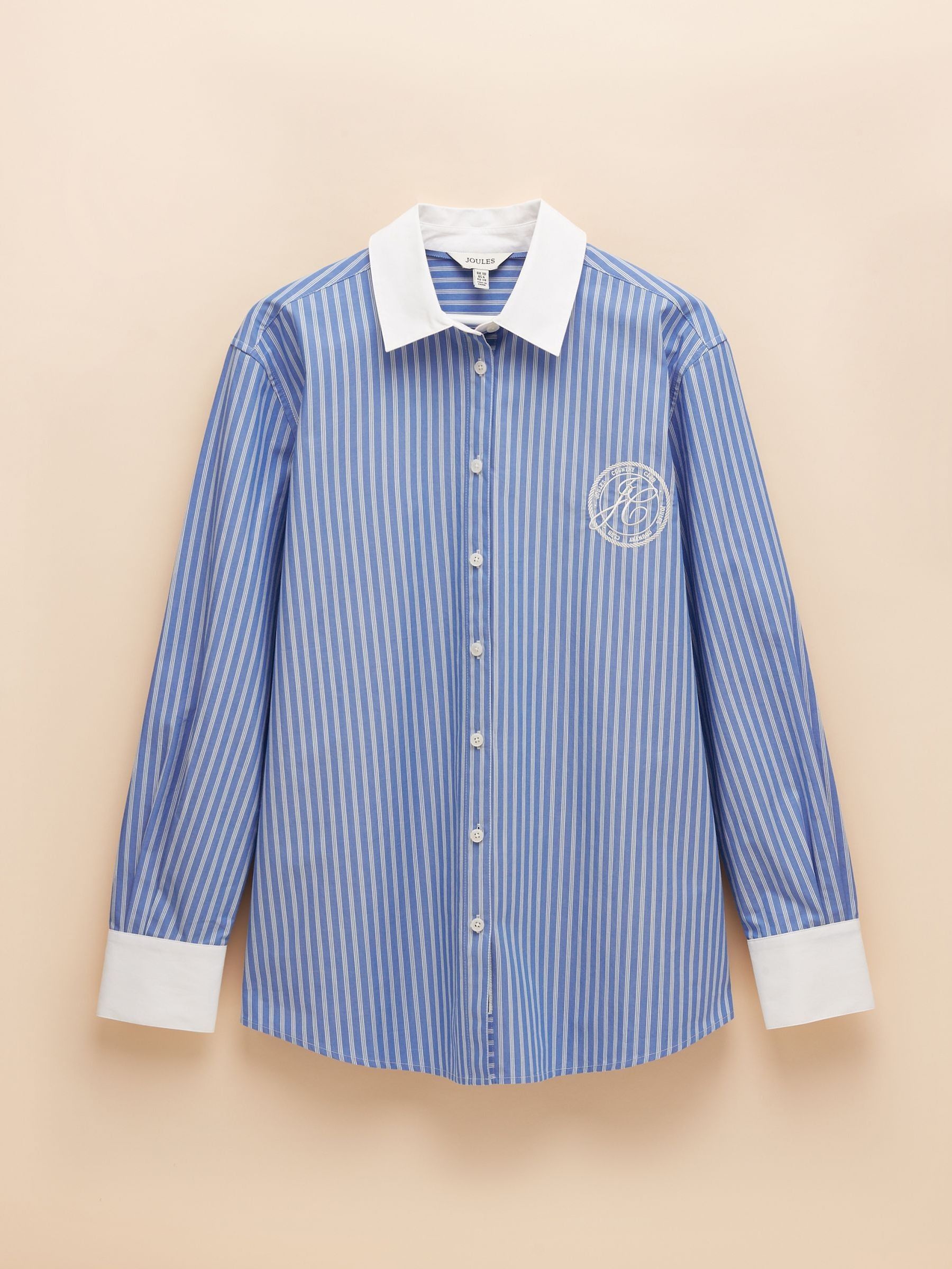 Amilla Blue & White Embroidery Longline Relaxed Fit Shirt - Image 7 of 9