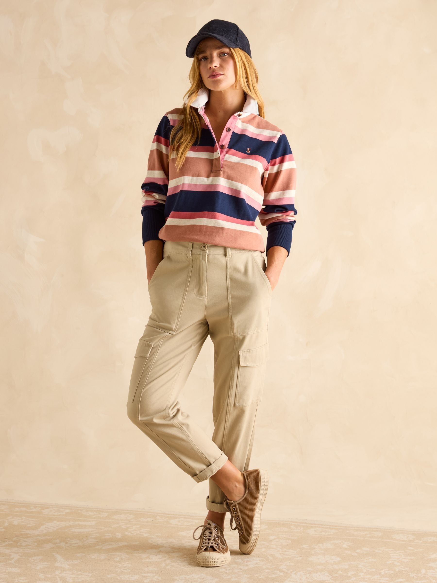Cream Tapered Leg Cargo Trousers - Image 3 of 6