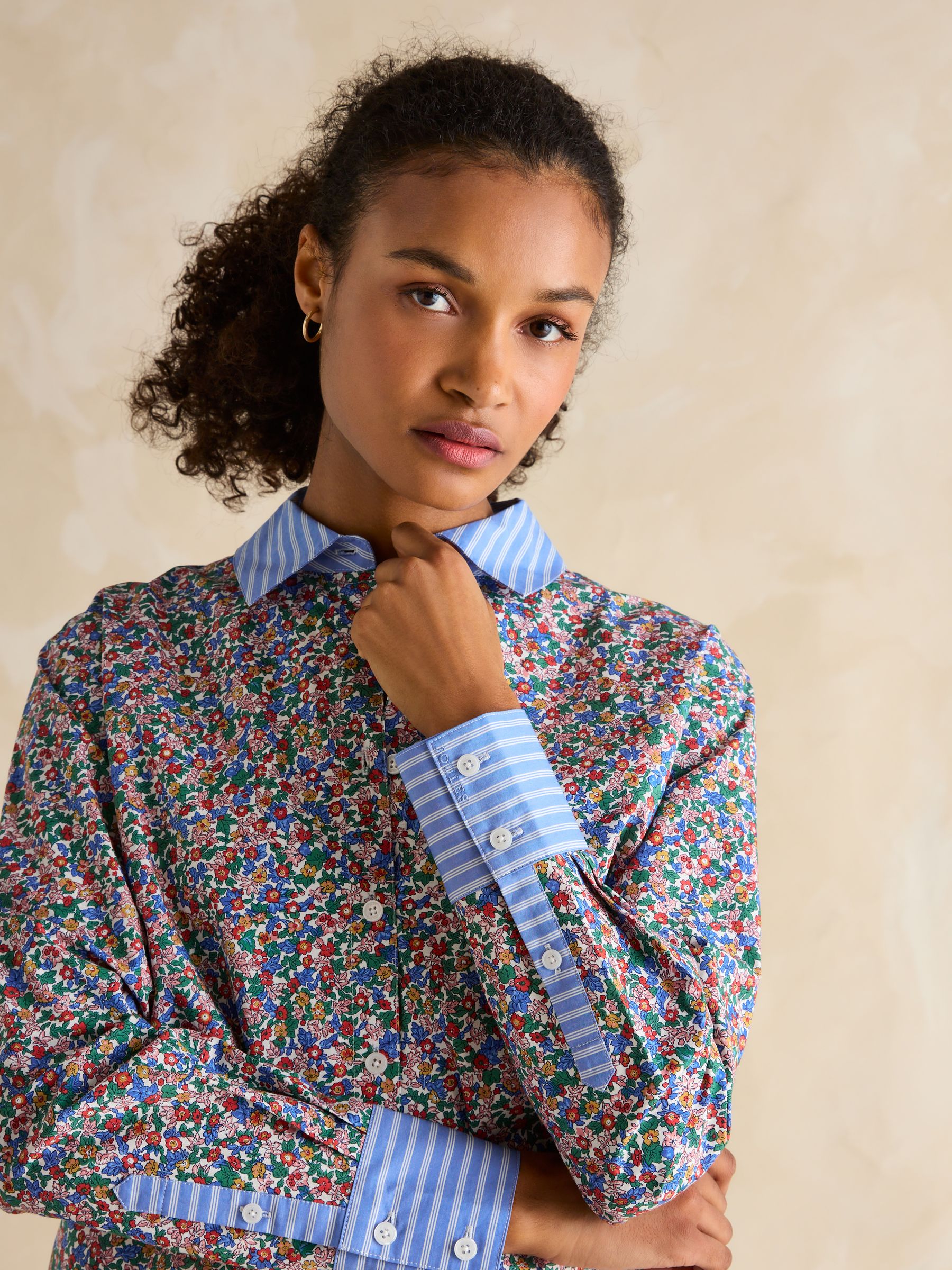 Amilla Ditsy Print Longline Relaxed Fit Shirt - Image 4 of 8