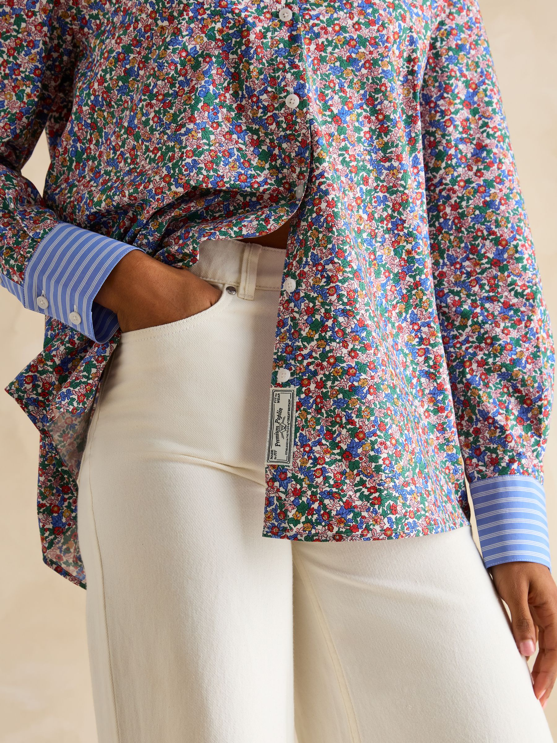 Amilla Ditsy Print Longline Relaxed Fit Shirt - Image 5 of 8