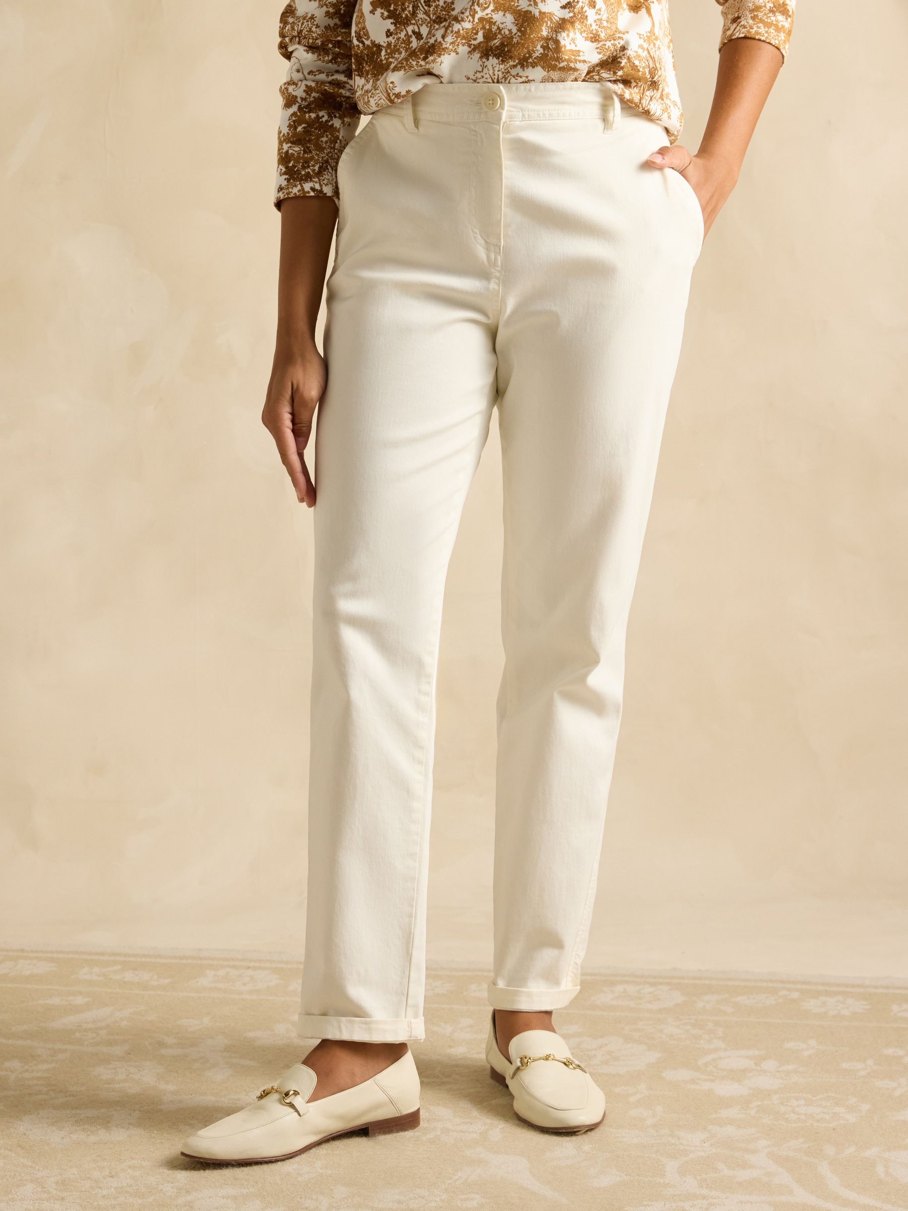 Slim Fit Cream Chino Trousers - Image 1 of 5