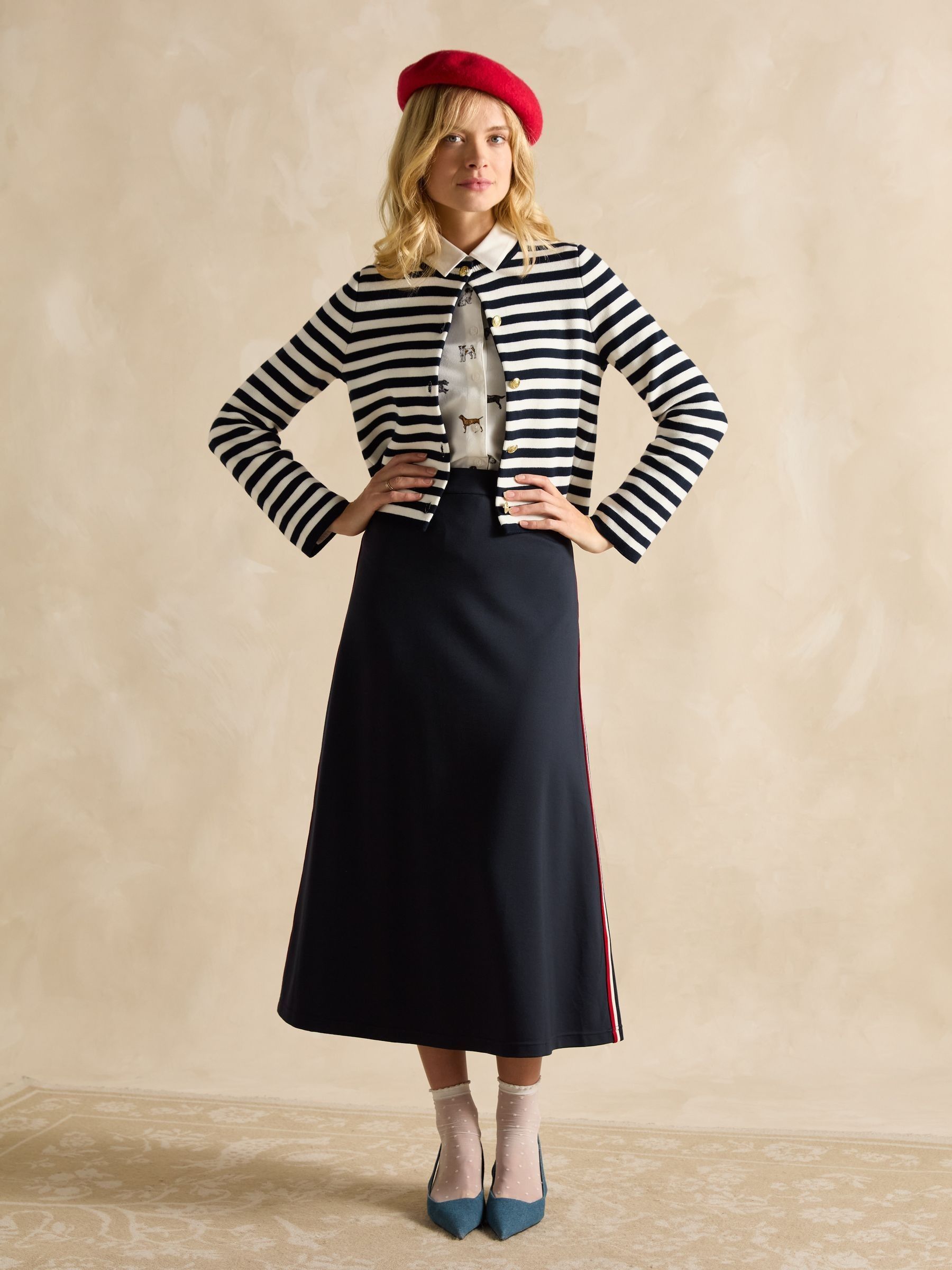 Pia Navy Ponte Jersey Skirt - Image 4 of 9