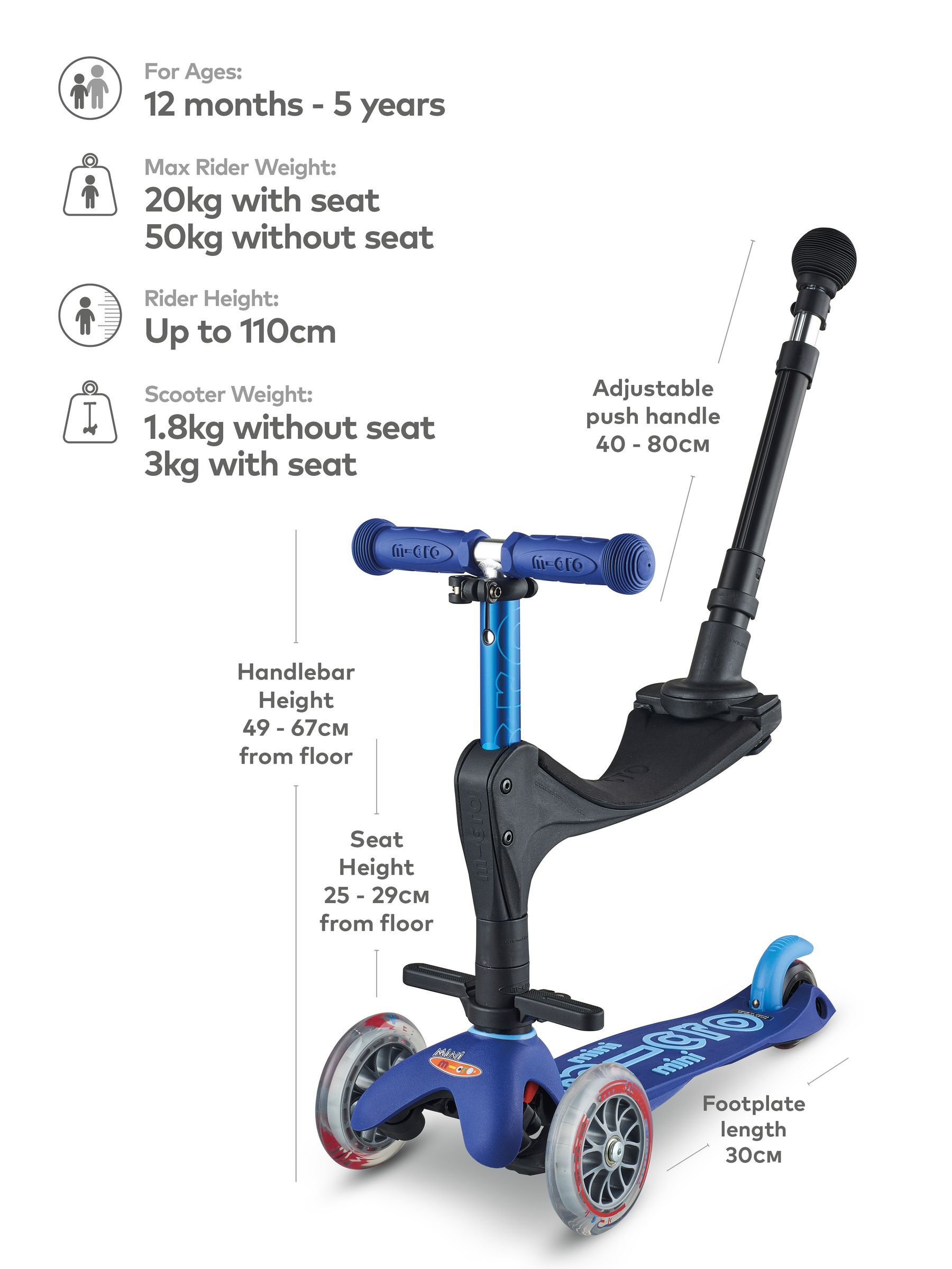 Micro Scooters Blue Mini Ride-On Micro Scooter - Image 3 of 5