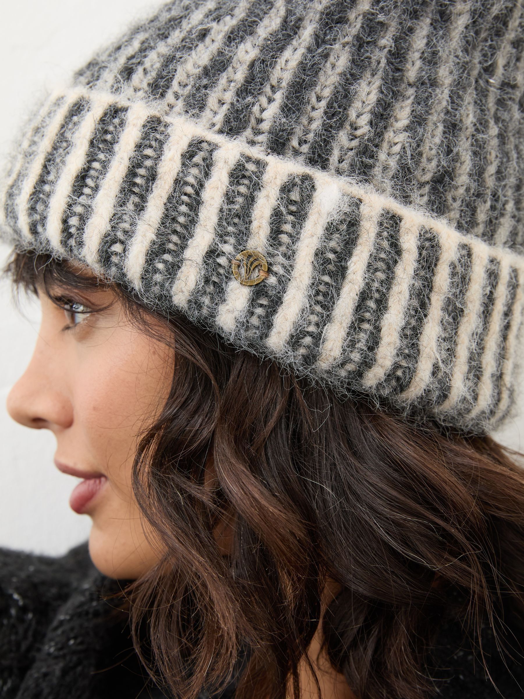 Grey Plaited Rib Beanie - Image 3 of 4