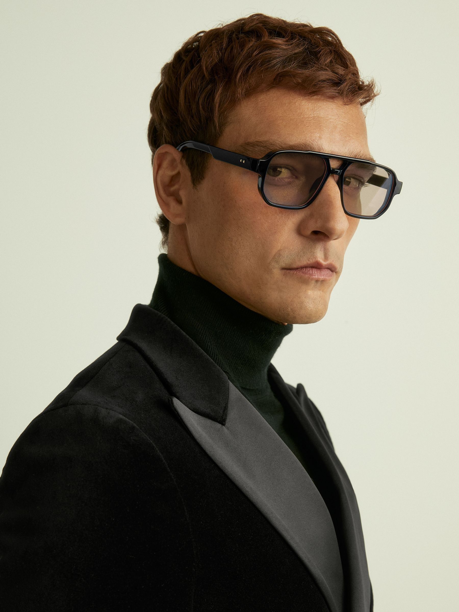 Velvet Double-Breasted Tuxedo Jacket in Black - Image 5 of 8