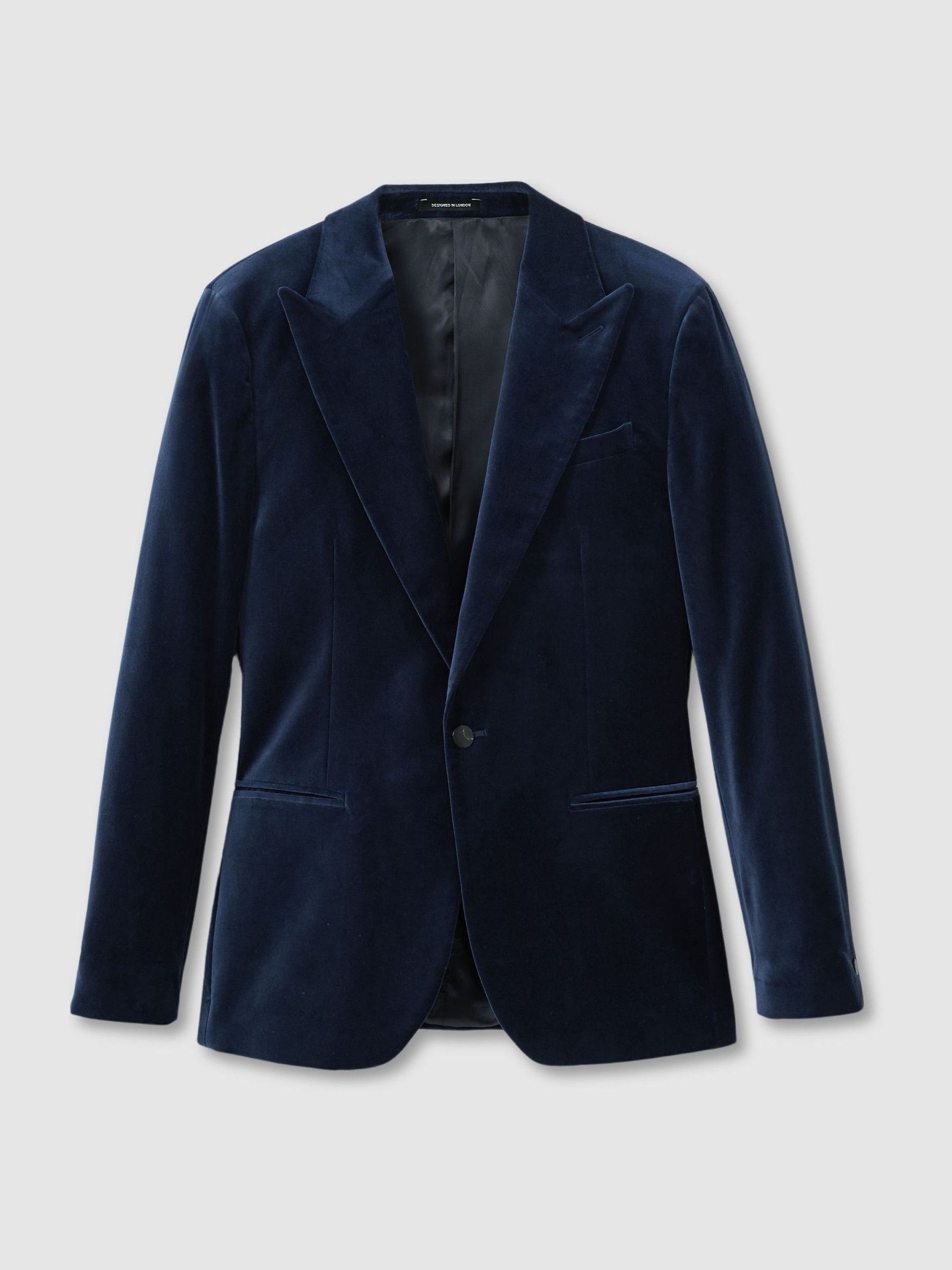 Velvet Single Breasted Blazer in Baltic Blue - Image 2 of 7