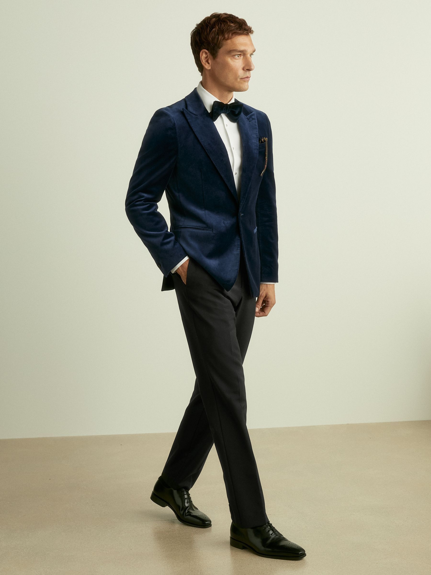 Velvet Single Breasted Blazer in Baltic Blue - Image 3 of 7