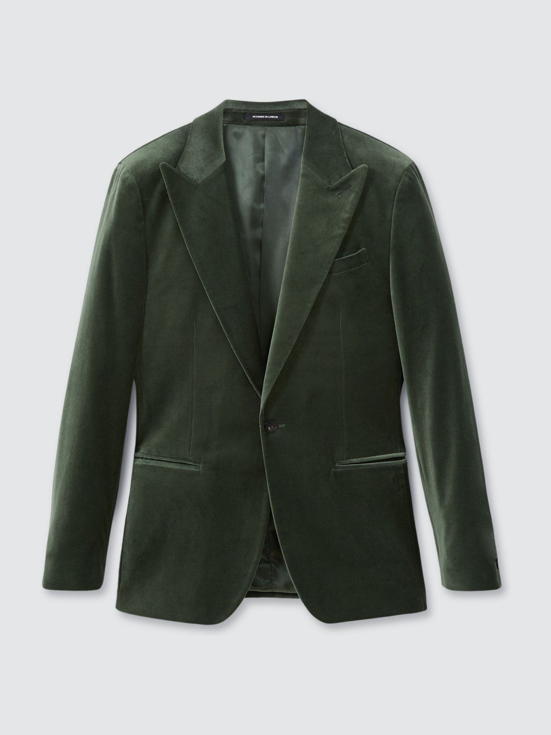 Velvet Single Breasted Blazer in Sage Green - Image 2 of 6