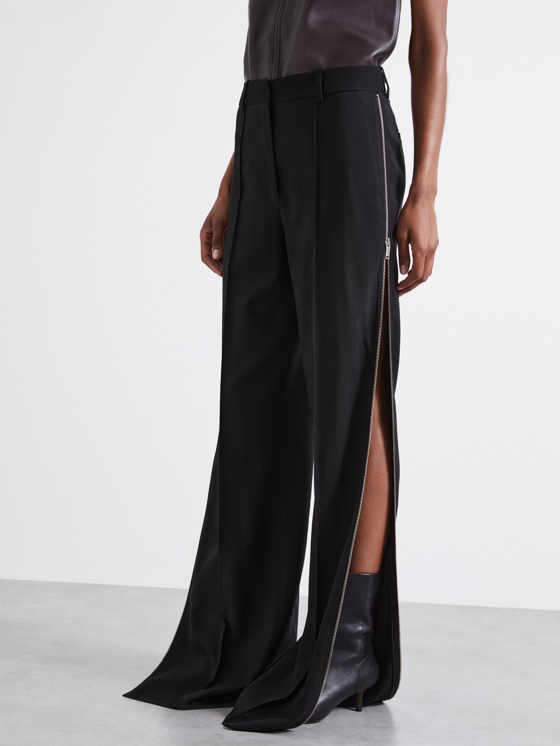 Atelier Virgin-Wool Zipped-Outseam Trousers in Black - image 4
