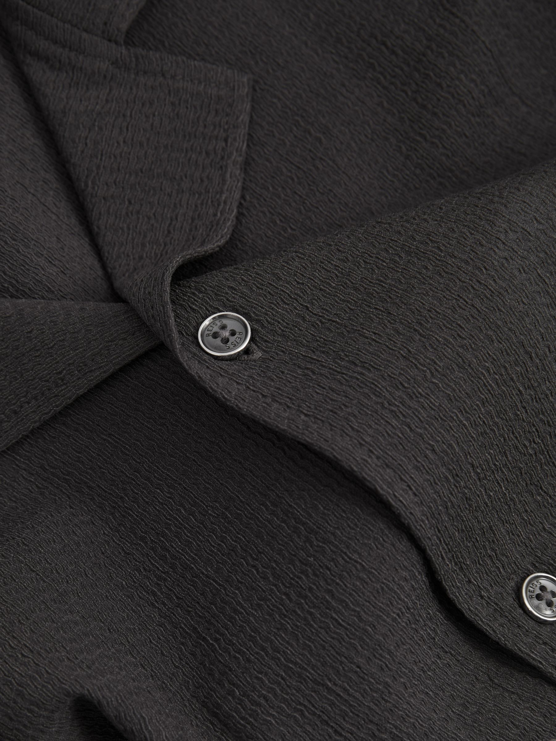 Textured Cuban Collar Shirt in Steel Grey - Image 5 of 5