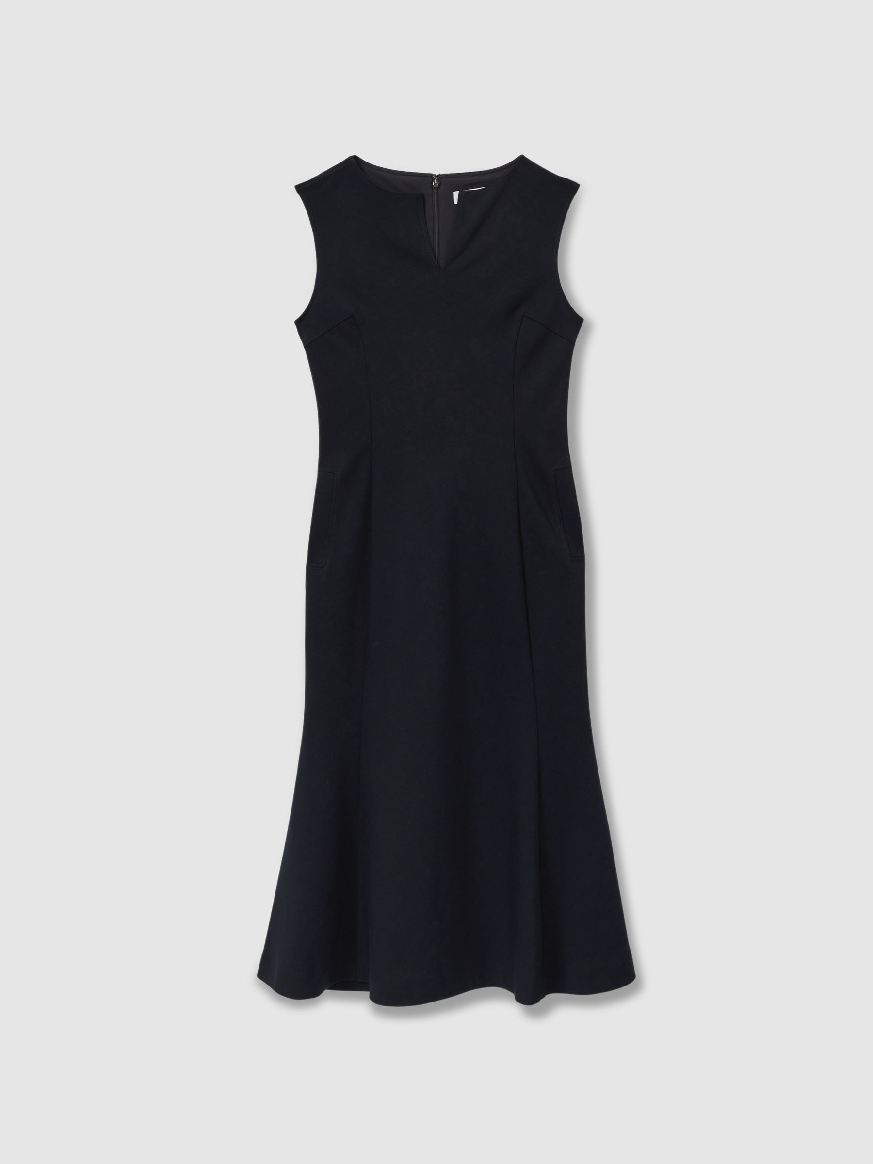 Cassie Navy Fit-and-Flare Split Sleeve Midi Dress - Image 2 of 5