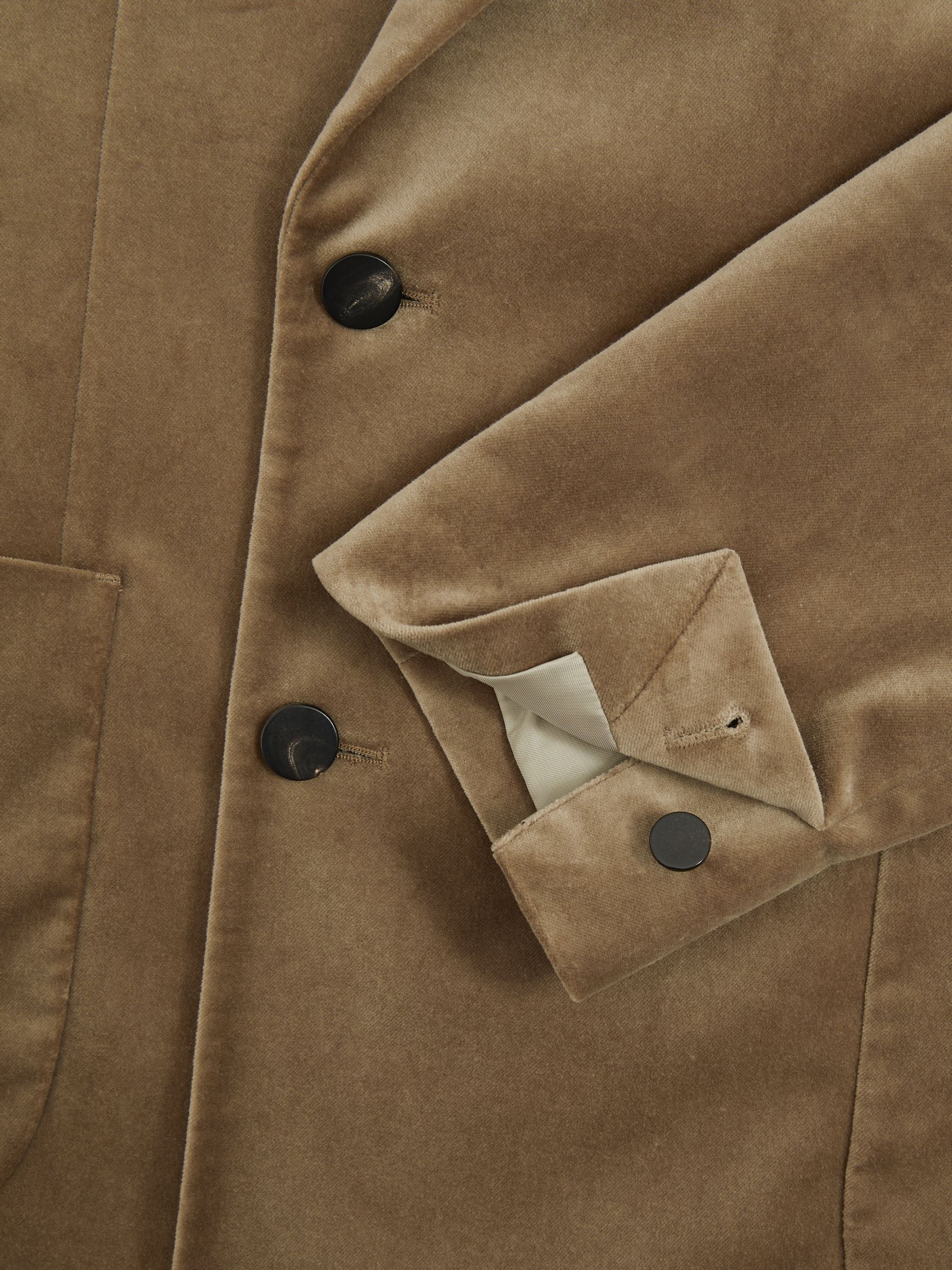 Velvet Double-Breasted Blazer in Taupe Brown - Image 7 of 8