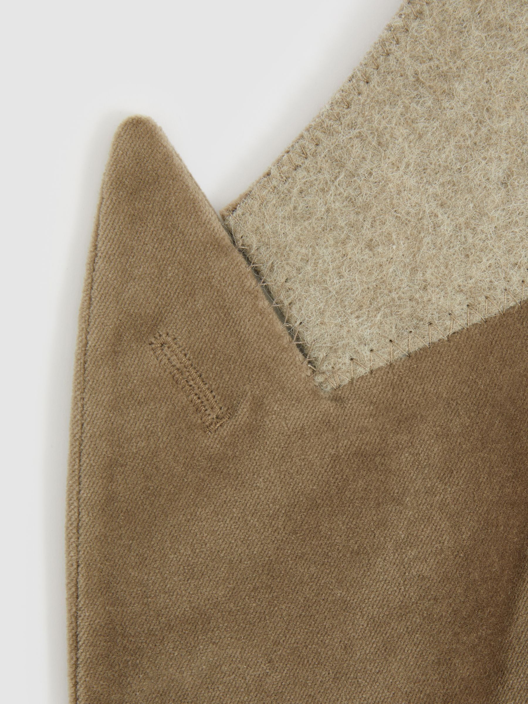 Velvet Double-Breasted Blazer in Taupe Brown - Image 8 of 8