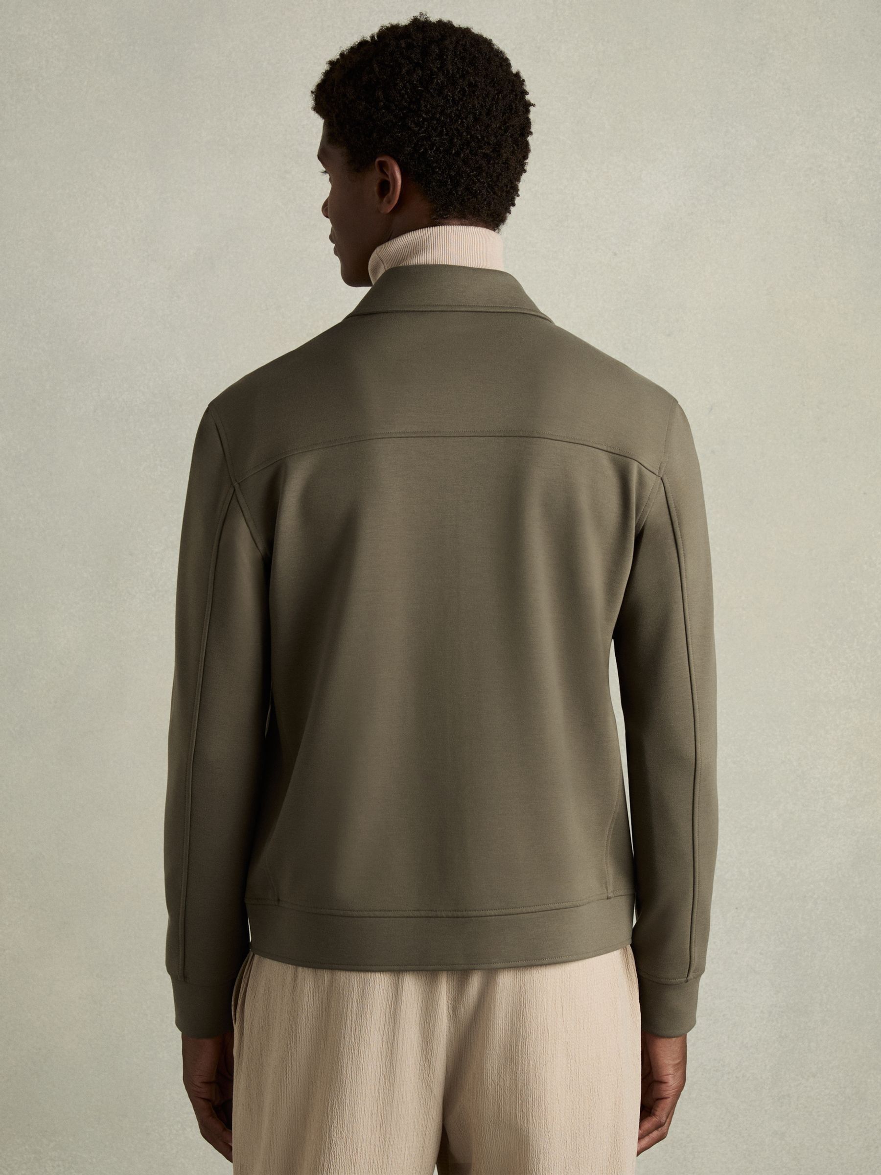 Interlock Jersey Zip-Through Overshirt in Sage Green - Image 5 of 6