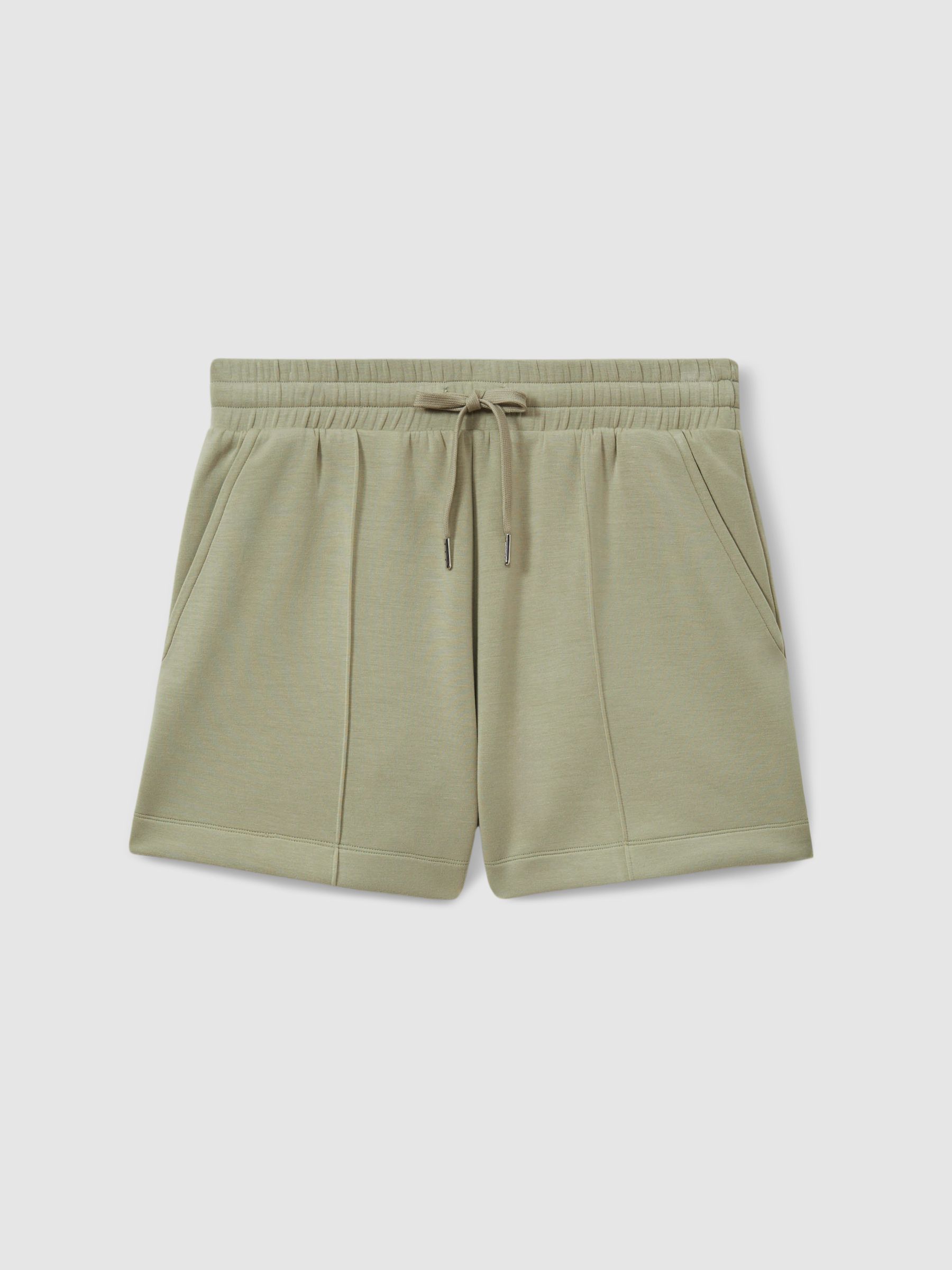 Drawstring Jersey Shorts in Sage - Image 2 of 6
