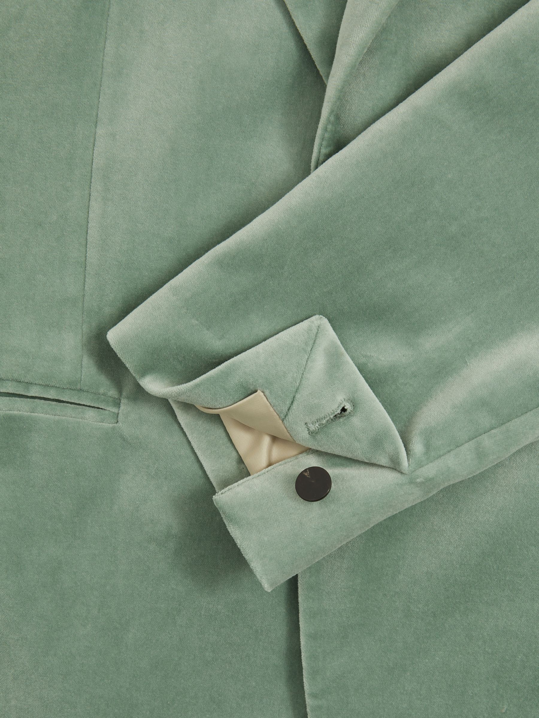 Velvet Single Breasted Blazer in Mint Green - Image 6 of 7