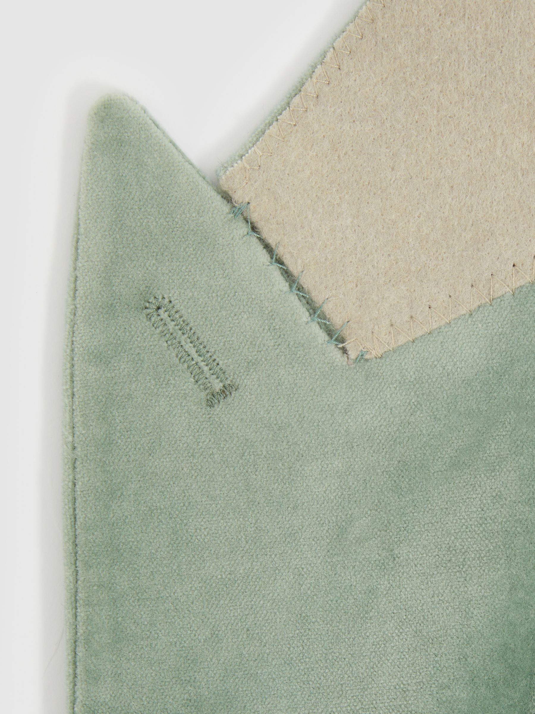 Velvet Single Breasted Blazer in Mint Green - Image 7 of 7
