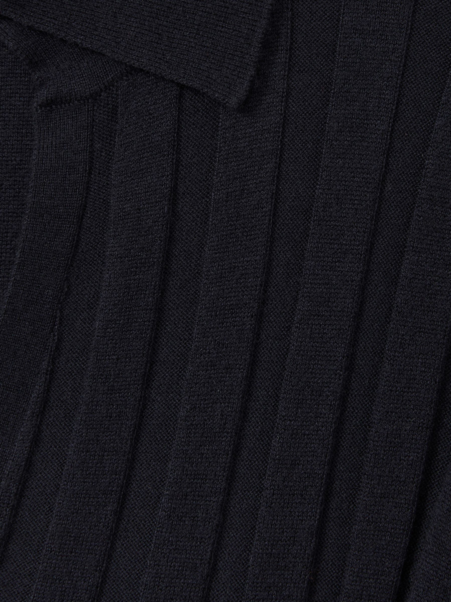 Petite Knitted Open-Collar Midi Dress in Navy - Image 6 of 7