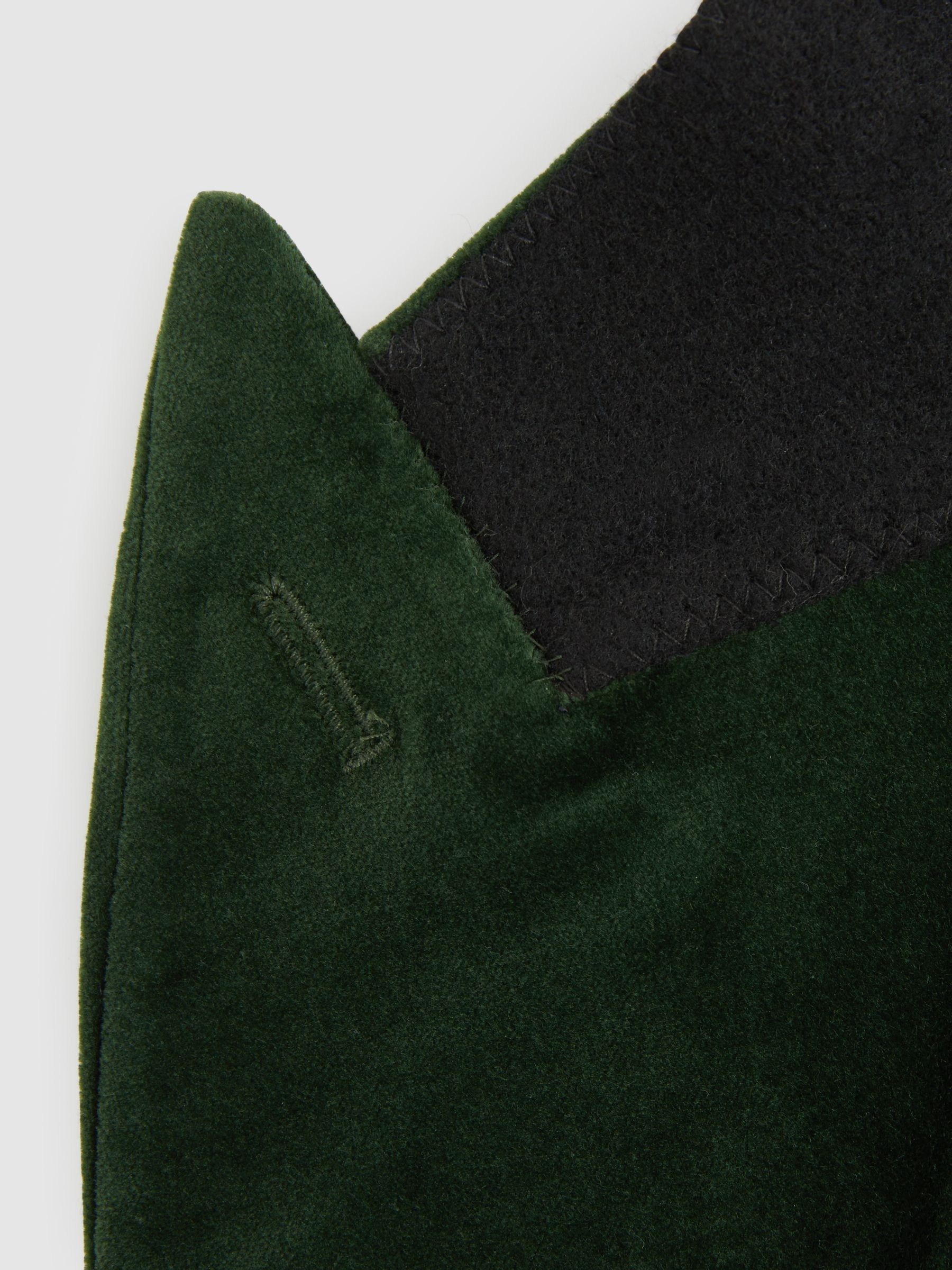 Velvet Double-Breasted Blazer in Forest Green - Image 7 of 8