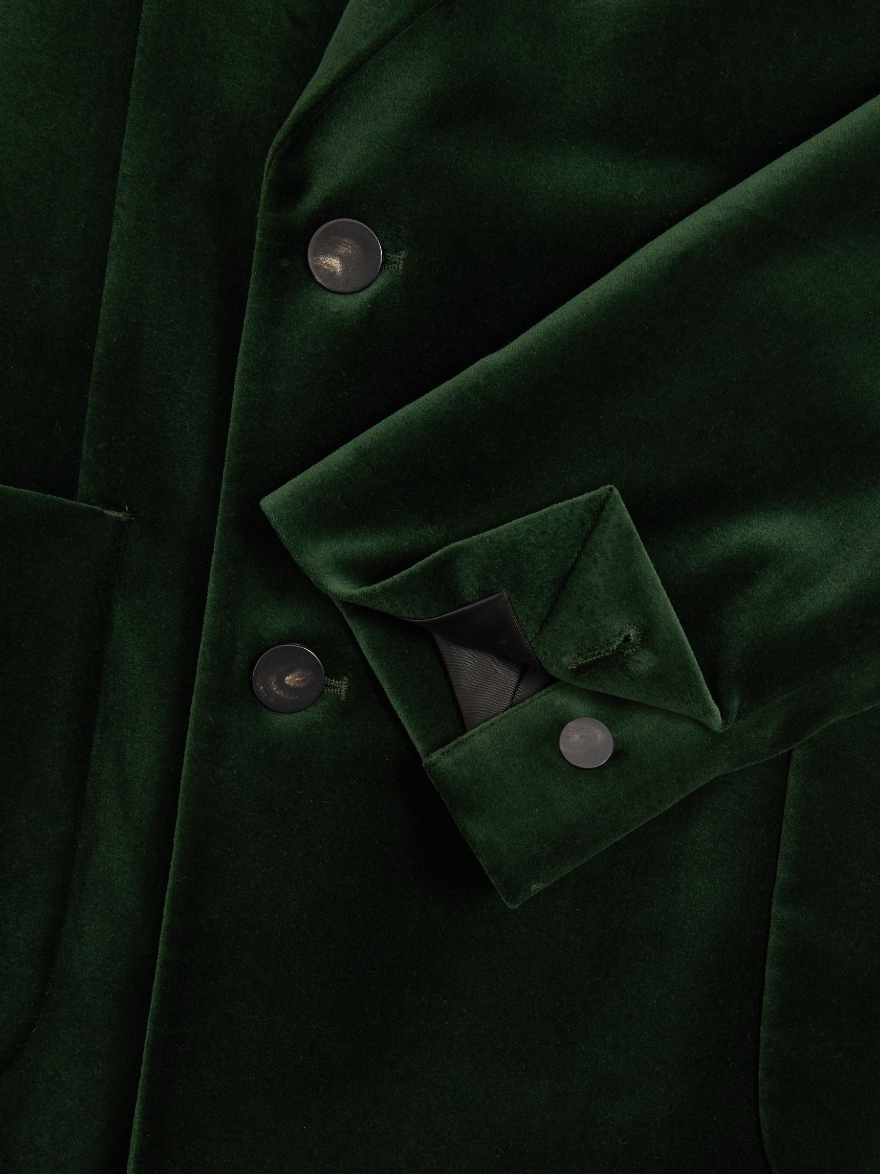 Velvet Double-Breasted Blazer in Forest Green - Image 8 of 8