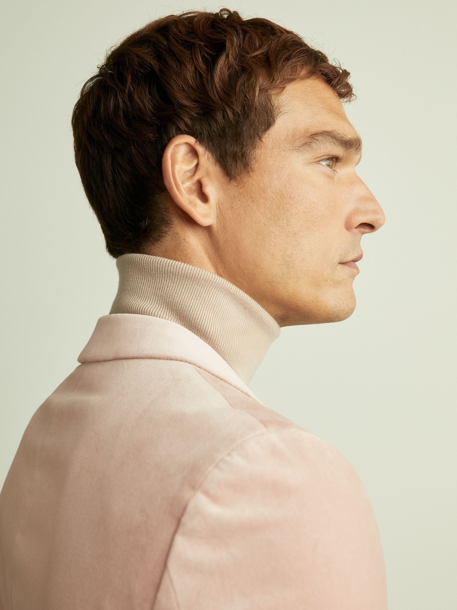 Velvet Single Breasted Blazer in Porcelain Pink - Image 4 of 7