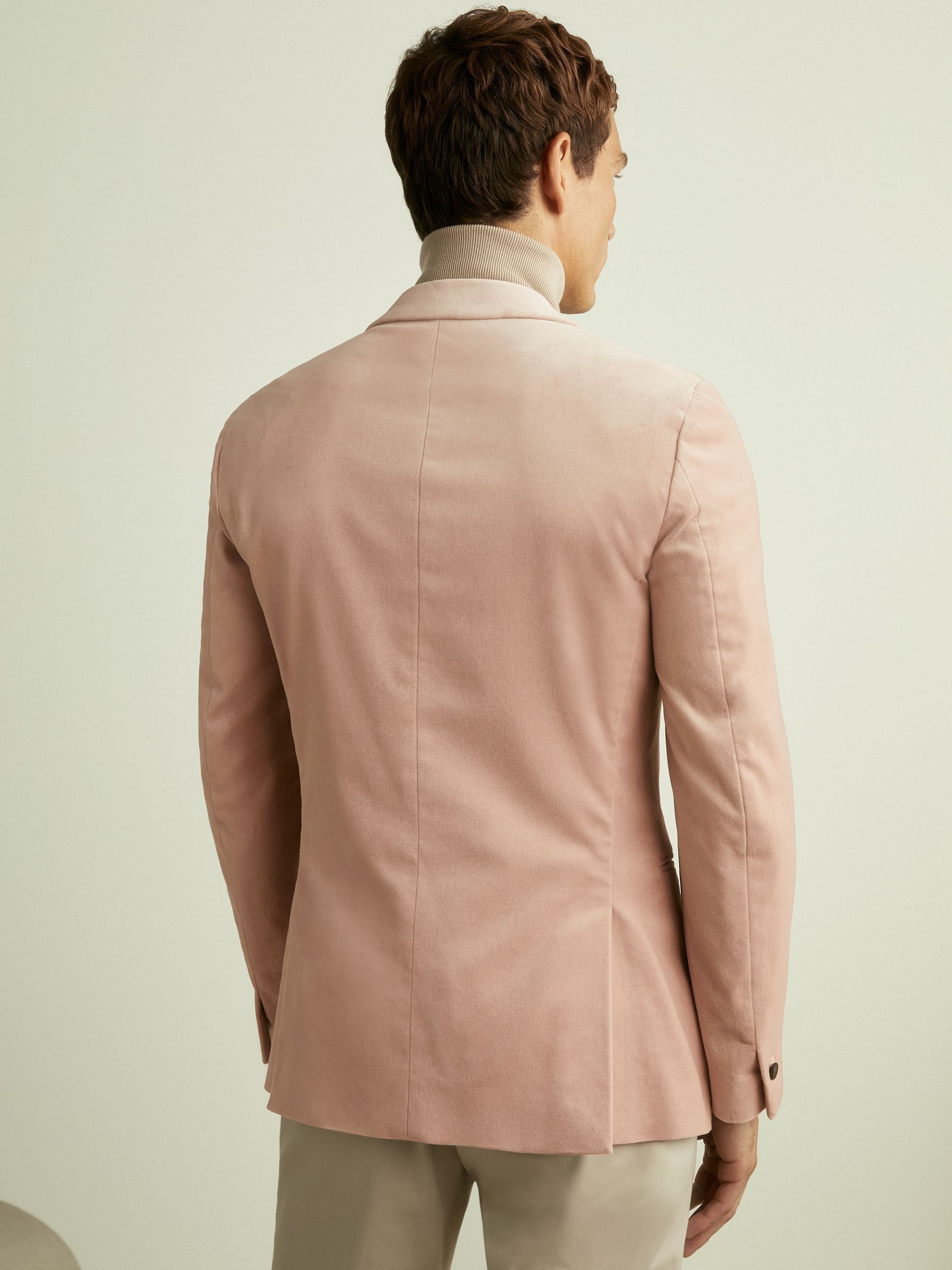 Velvet Single Breasted Blazer in Porcelain Pink - Image 5 of 7