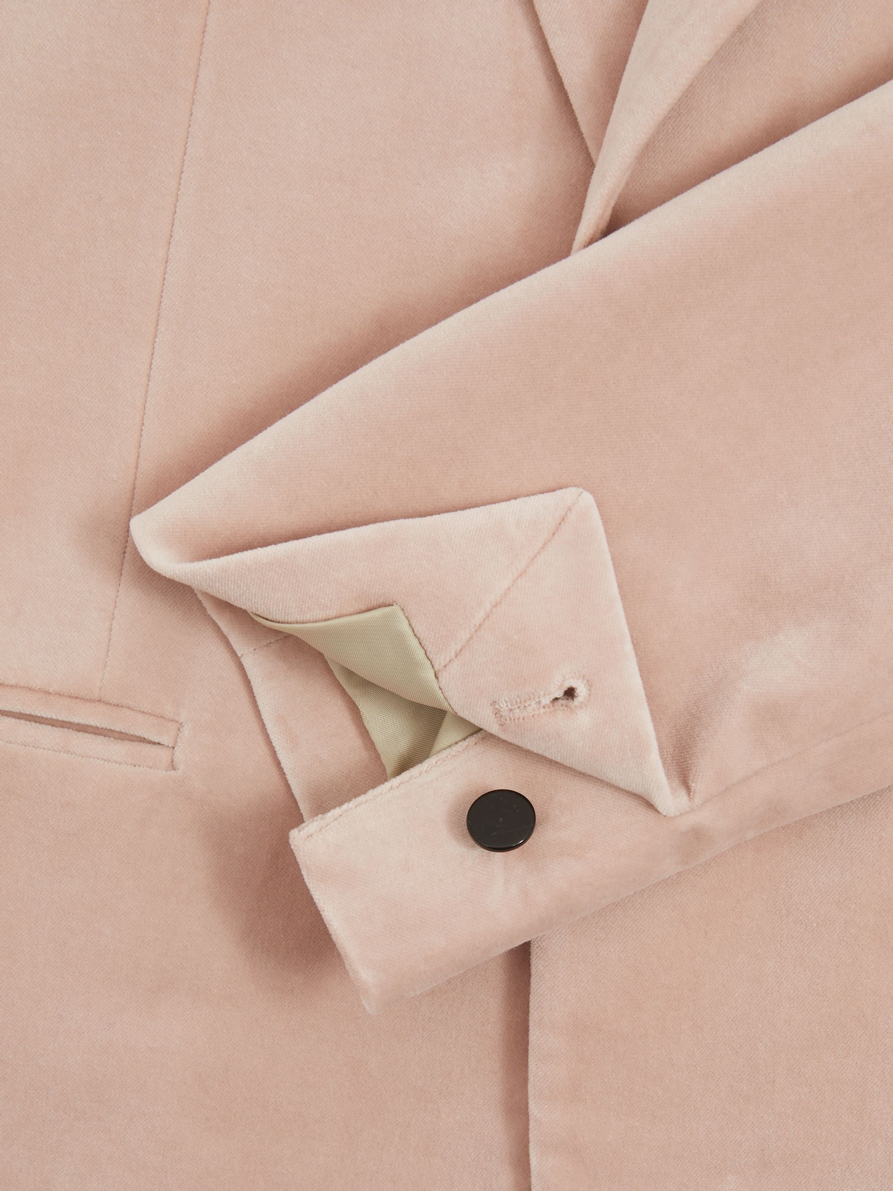 Velvet Single Breasted Blazer in Porcelain Pink - Image 6 of 7