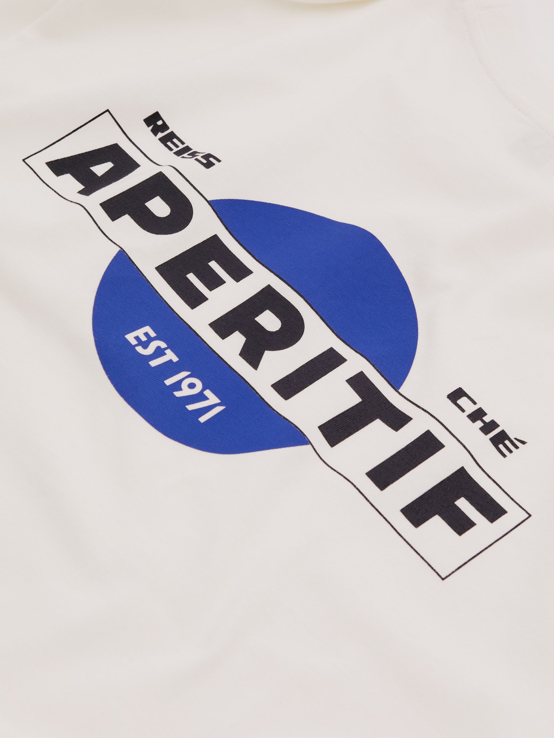 Reiss | Ché Oversized Cotton Aperitif Print T-Shirt in White/Blue - Image 4 of 5