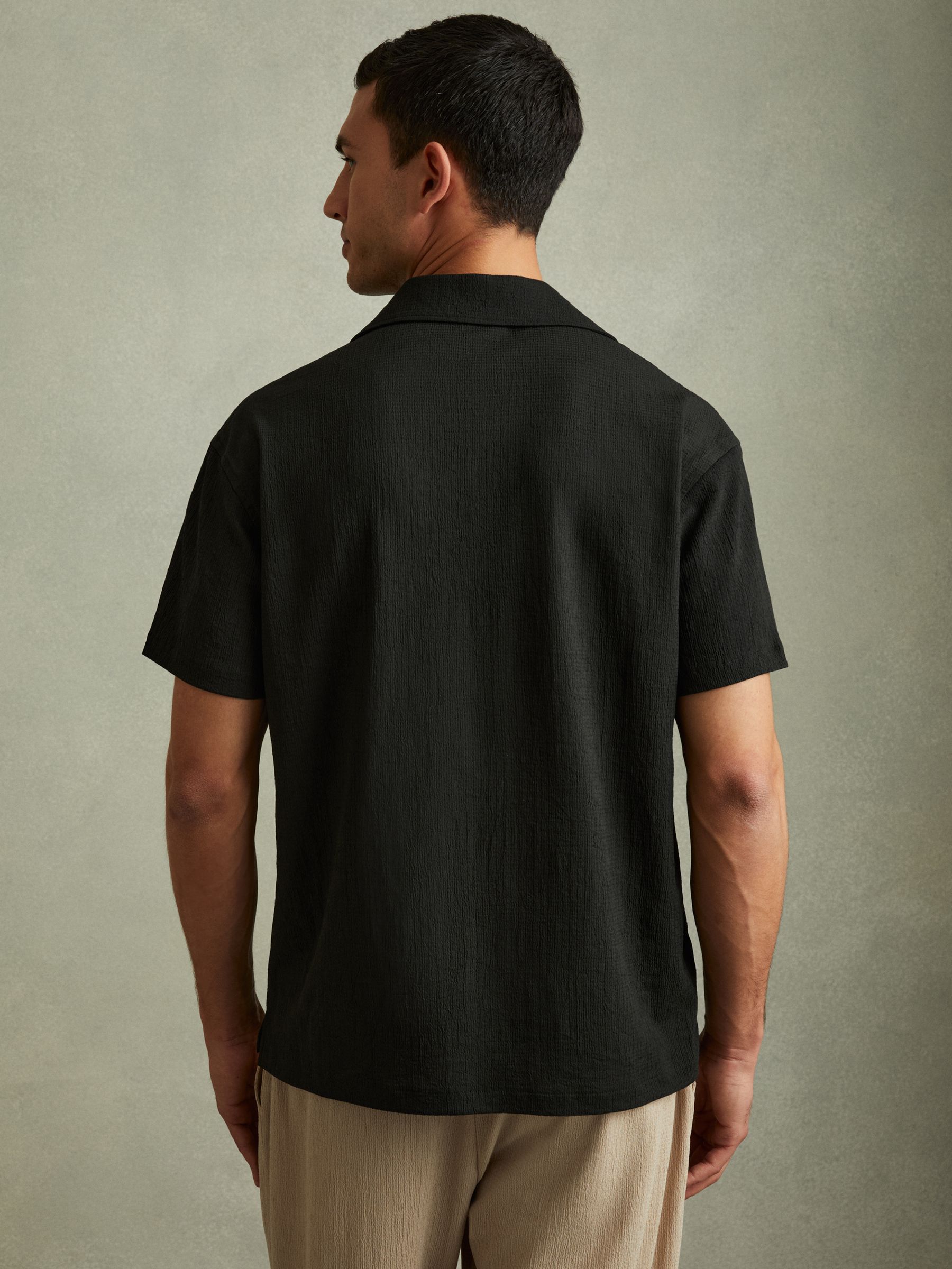 Textured Cuban Collar Shirt in Emerald - Image 4 of 5
