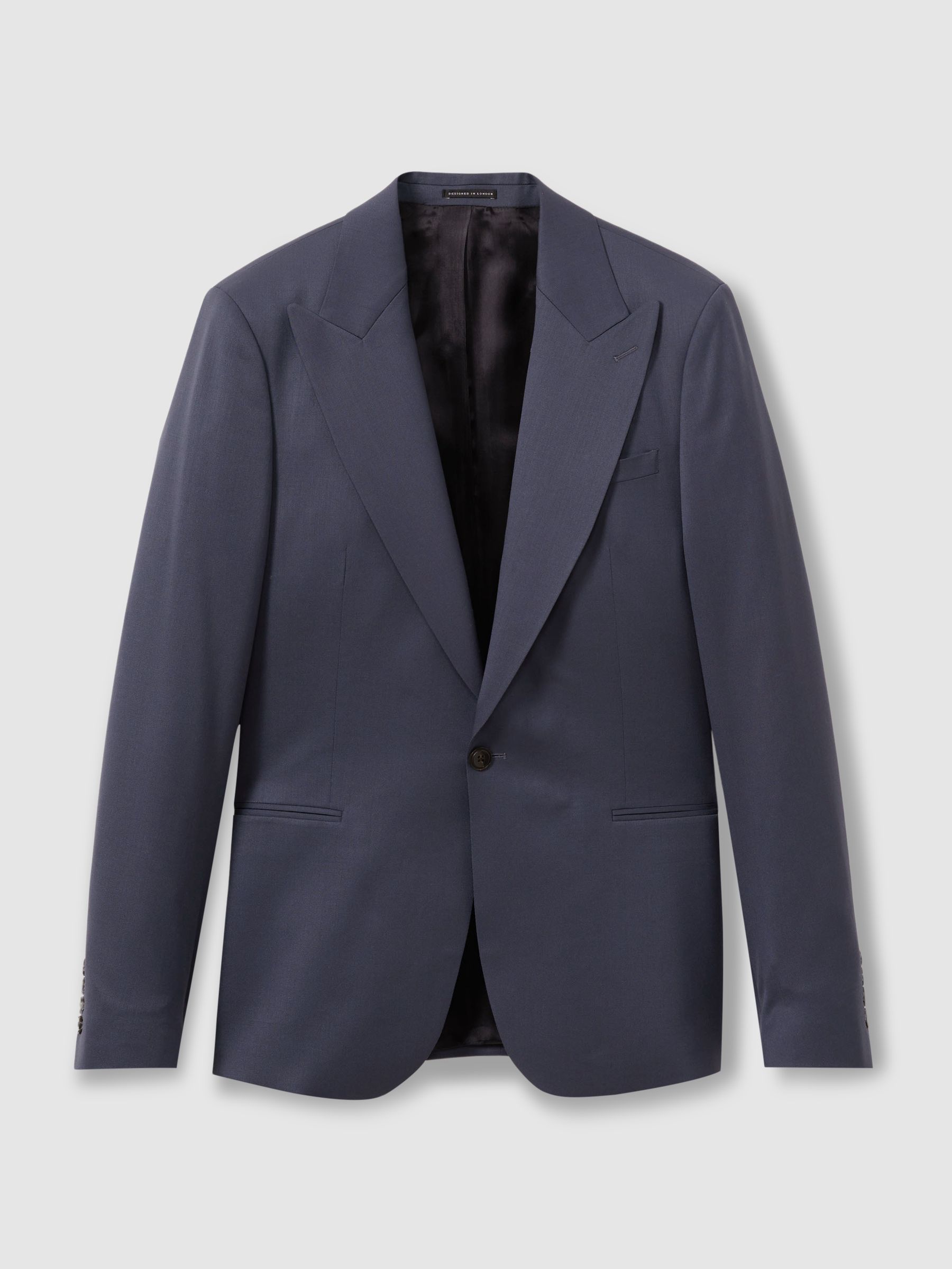 Bartley Airforce Blue Textured Wool Single Breasted Slim Fit Blazer - Image 2 of 7