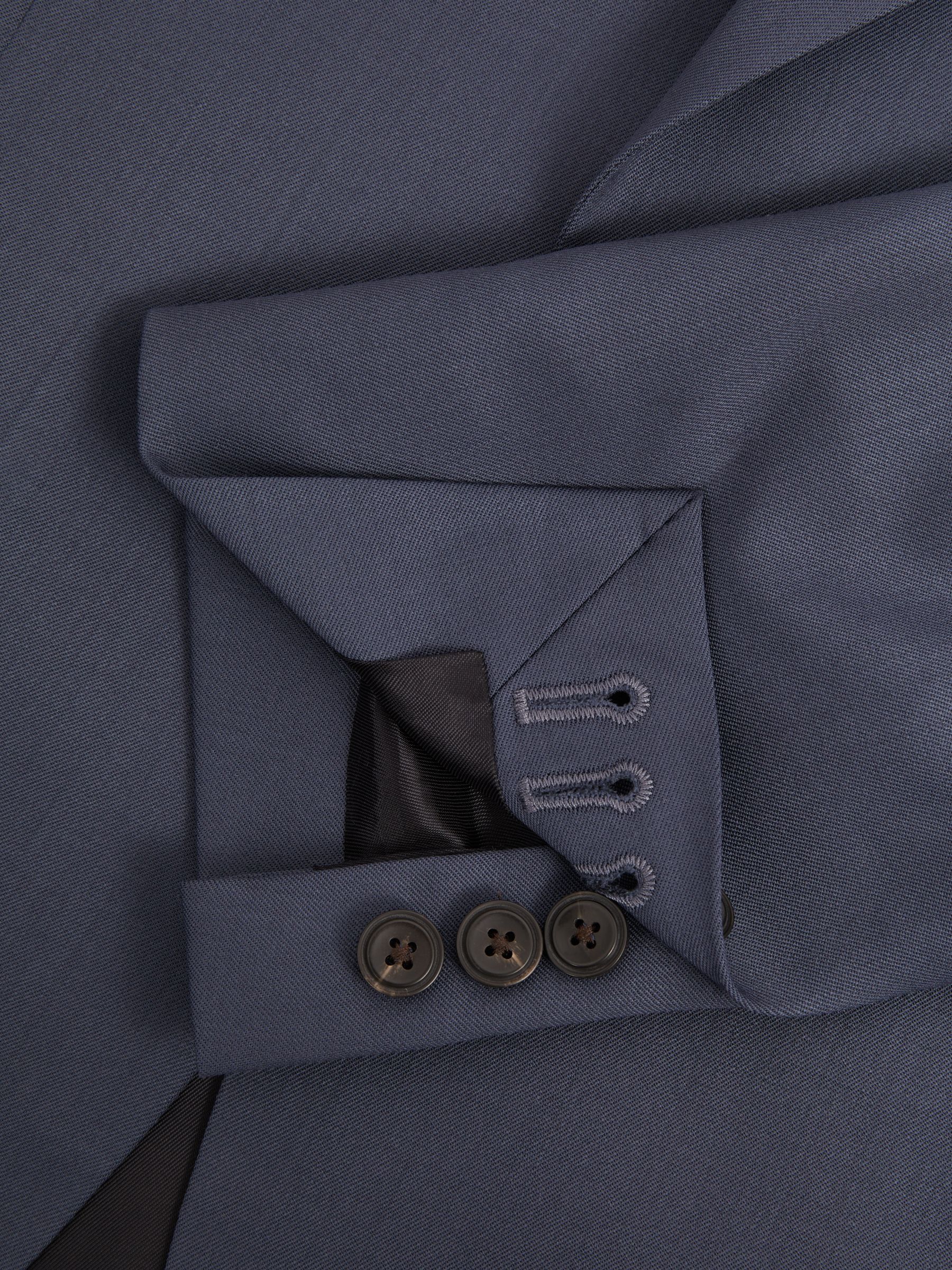 Bartley Airforce Blue Textured Wool Single Breasted Slim Fit Blazer - Image 7 of 7