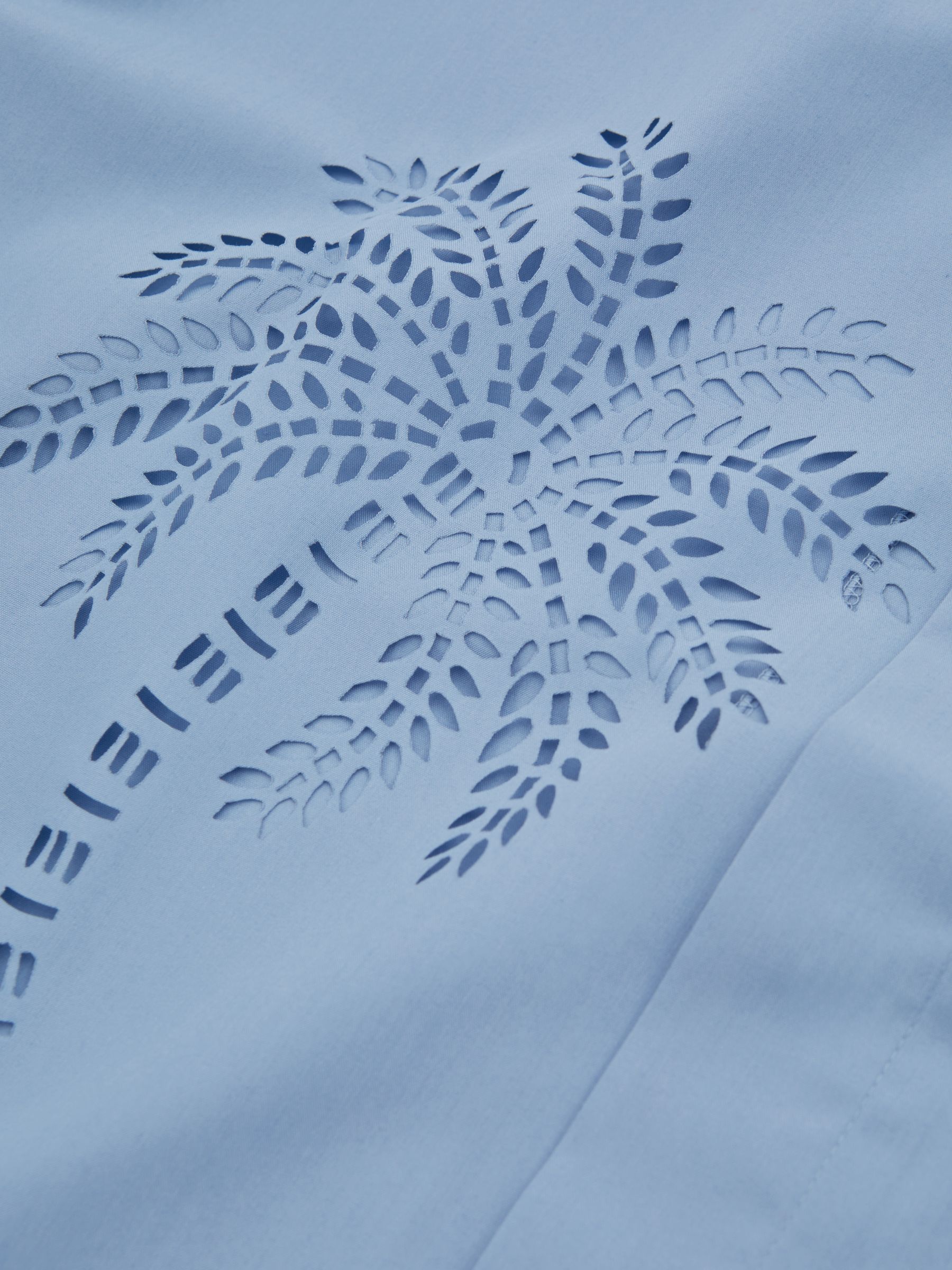 Reiss | Ché Poplin Laser Cut-Out Cuban Collar Shirt in Soft Blue - Image 5 of 6