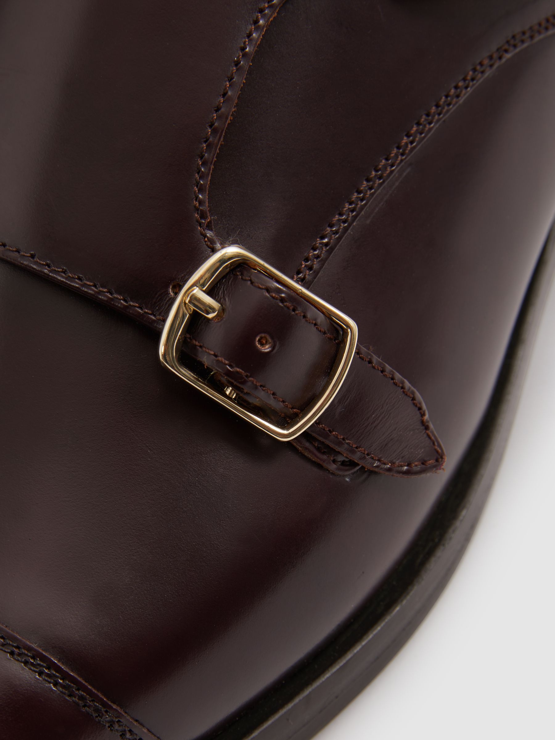 Leather Double Monk Strap Shoes in Oxblood - Image 5 of 5