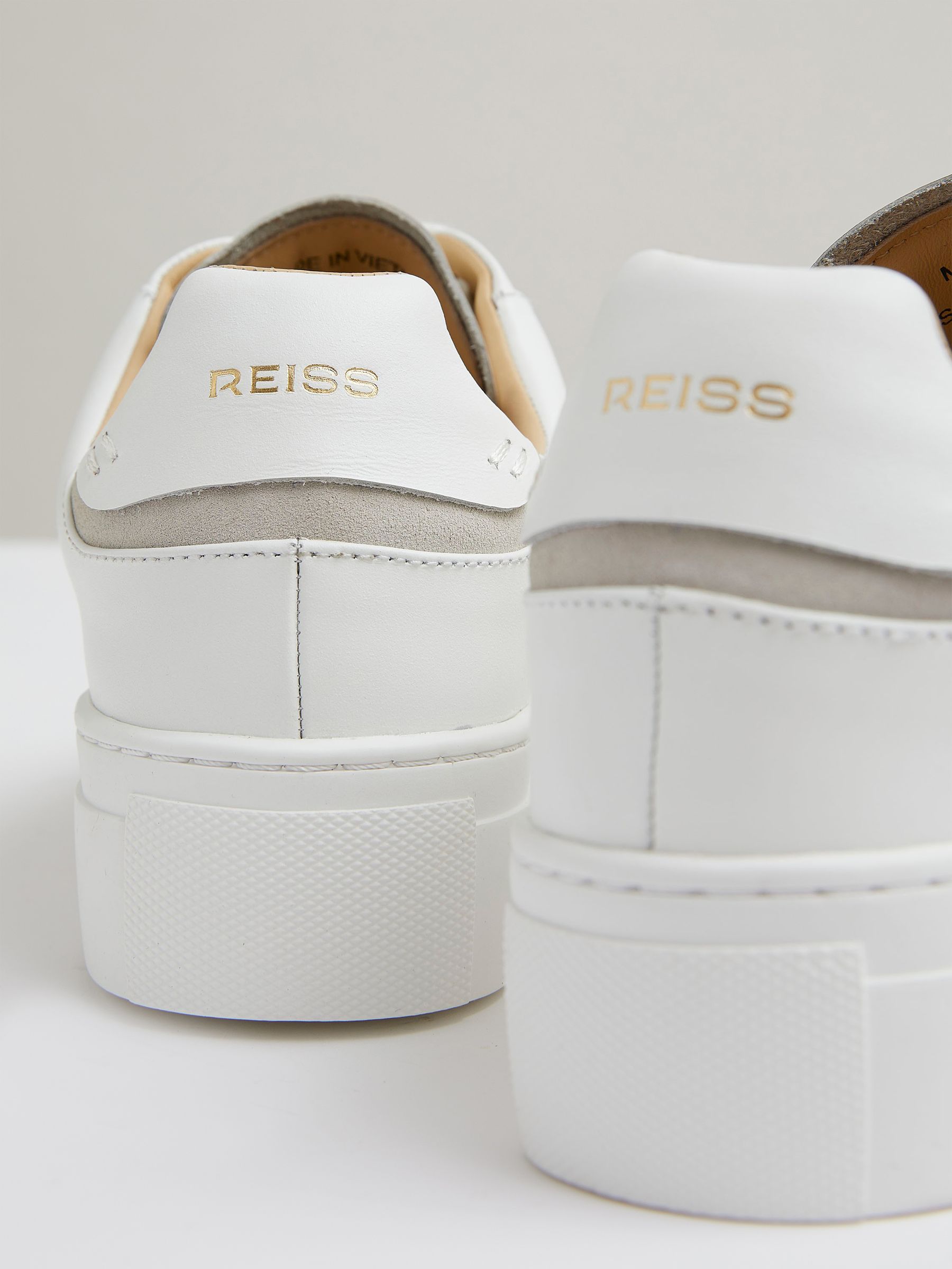 Leather Low-Top Trainers in White - Image 4 of 5