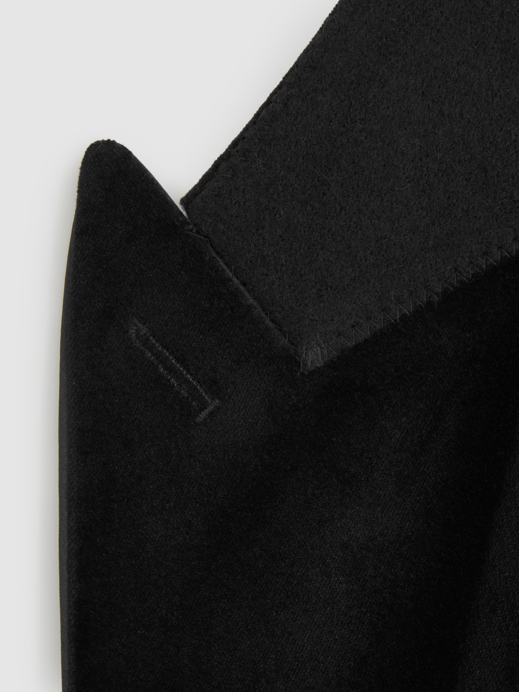 Velvet Single-Breasted Tuxedo Jacket in Black - Image 6 of 7