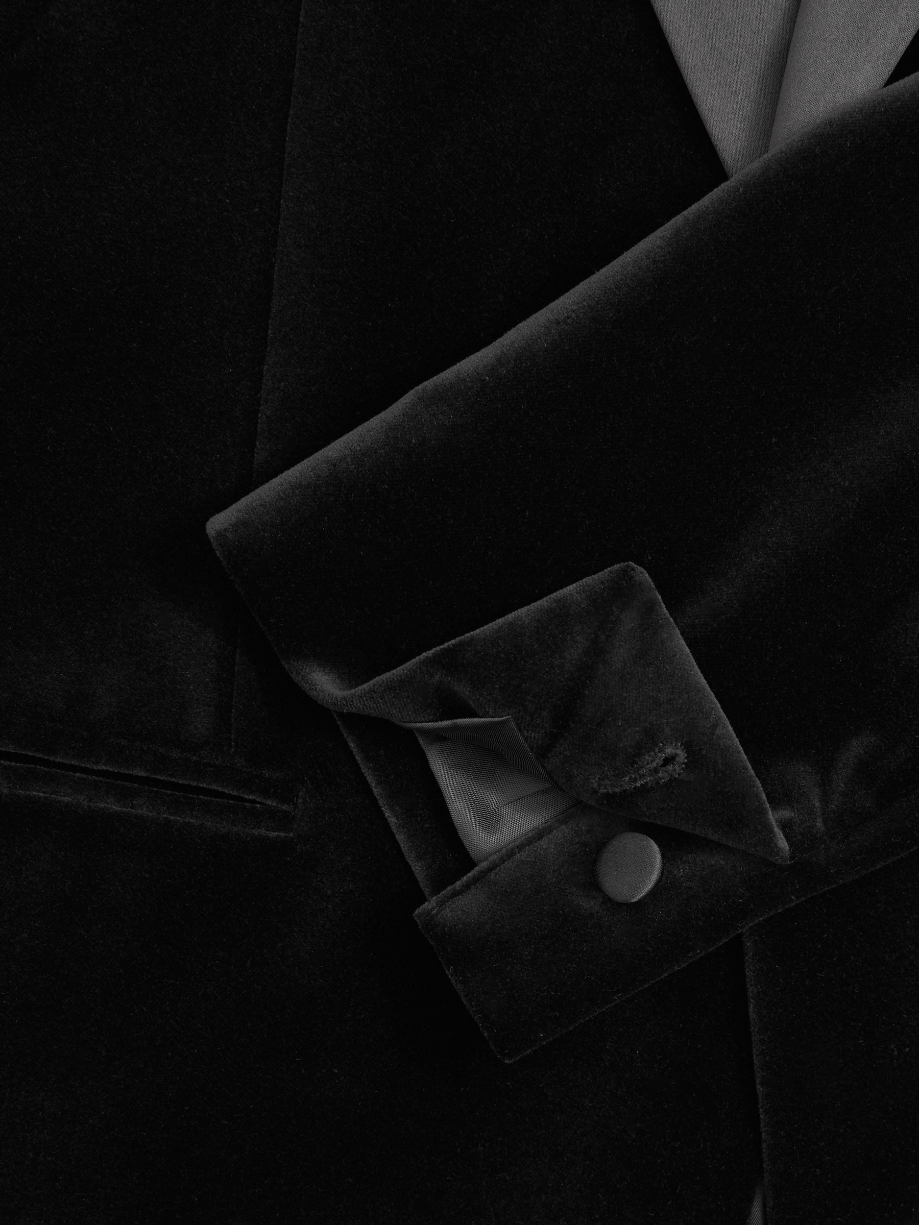 Velvet Single-Breasted Tuxedo Jacket in Black - Image 7 of 7